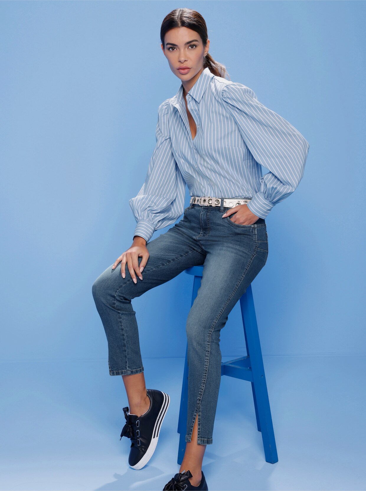 heine Gestreepte blouse - hemelsblauw/wit gestreept