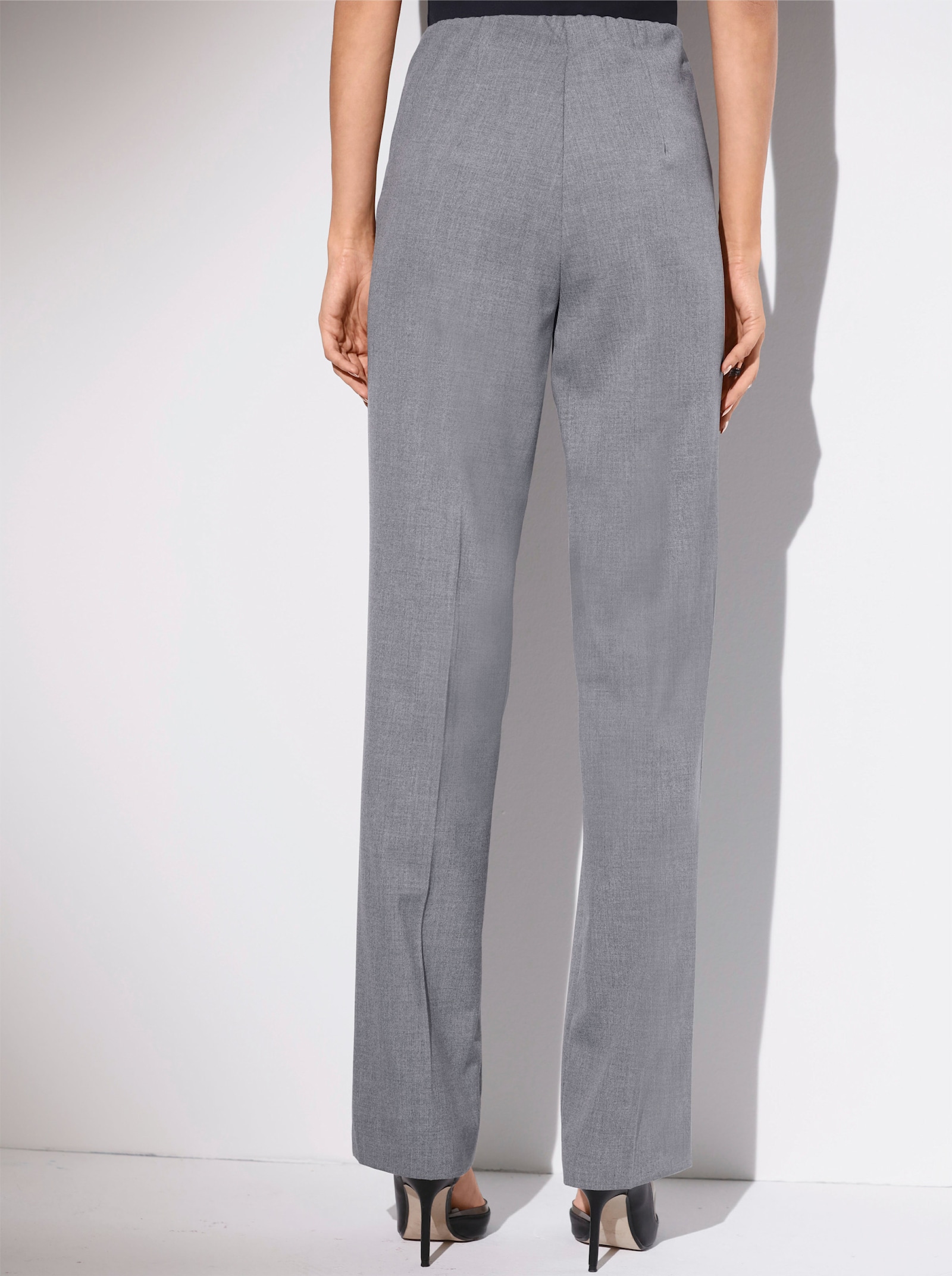 Come on Broek met persplooi in 'buik weg'-model - zilvergrijs gemêleerd