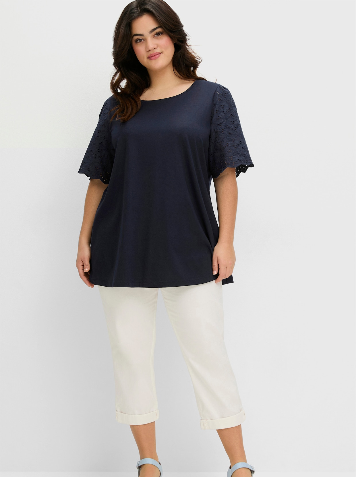sheego Rundhalsshirt - tiefblau