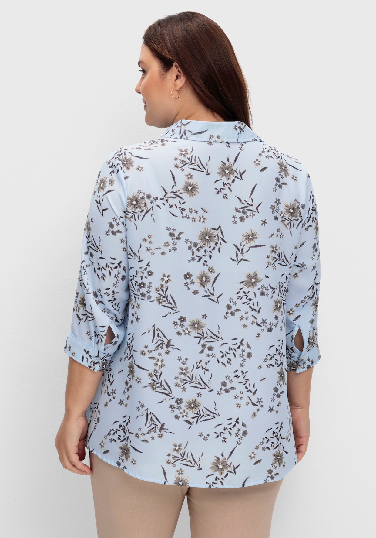 Longbluse mit Blümchen-Print - hellblau-bedruckt
