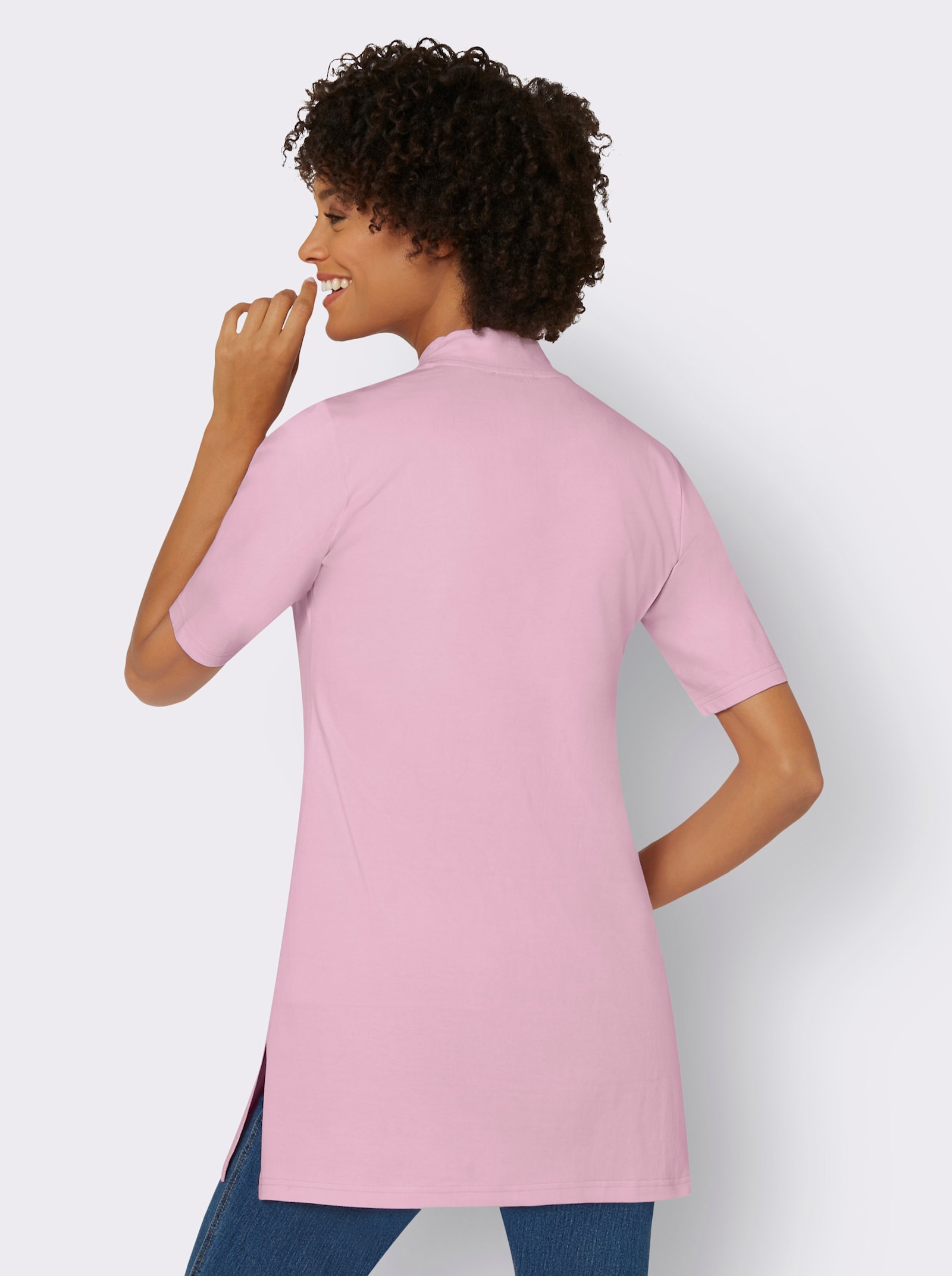 Shirtjacke mit Seitenschlitzen - rosé