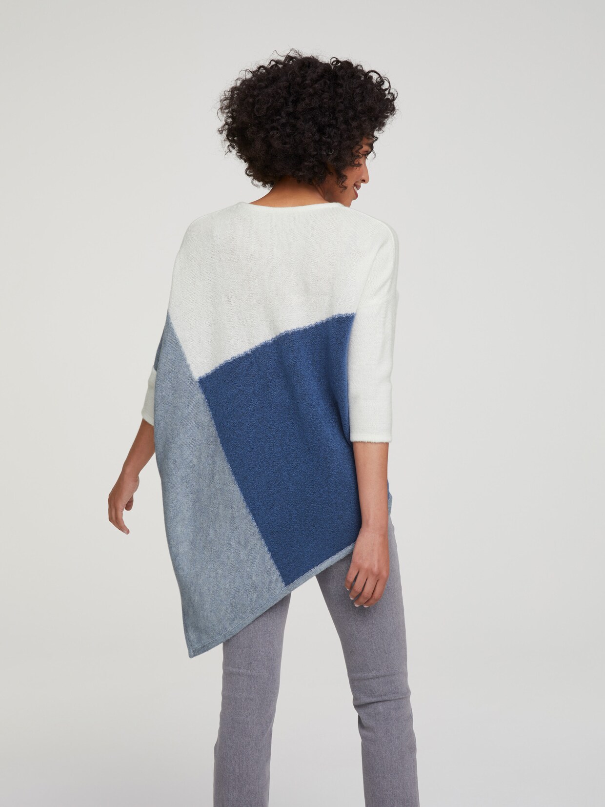 heine Tricotvest - blauw/wit