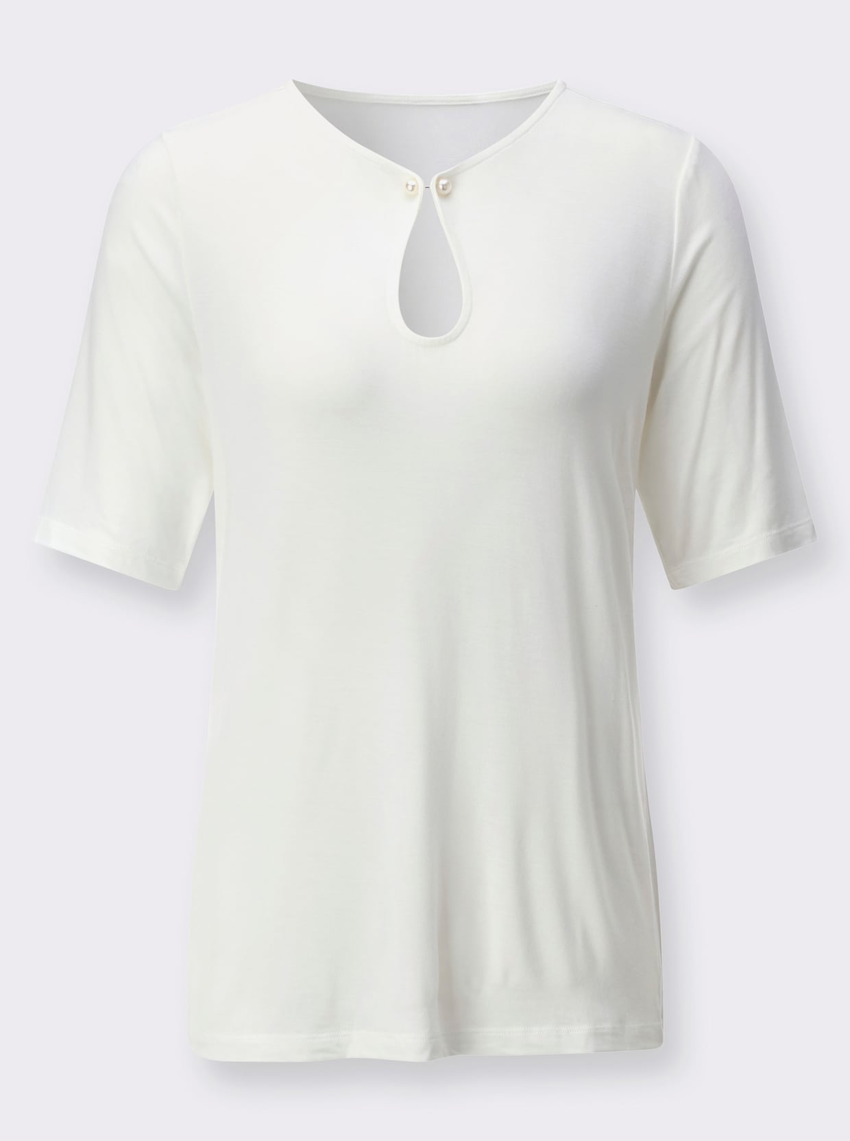 Kurzarmshirt mit Modal - ecru