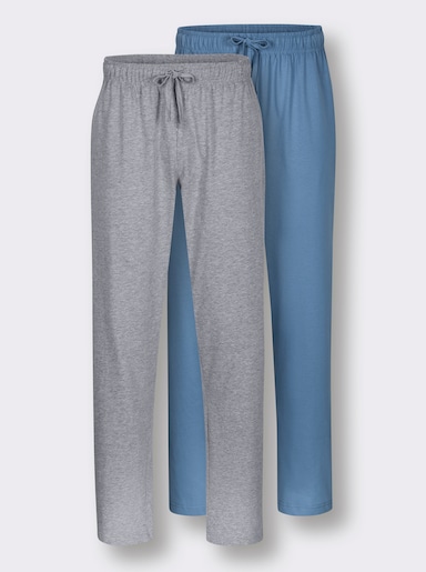 wäschepur men Hose lang - grau-meliert + mittelblau