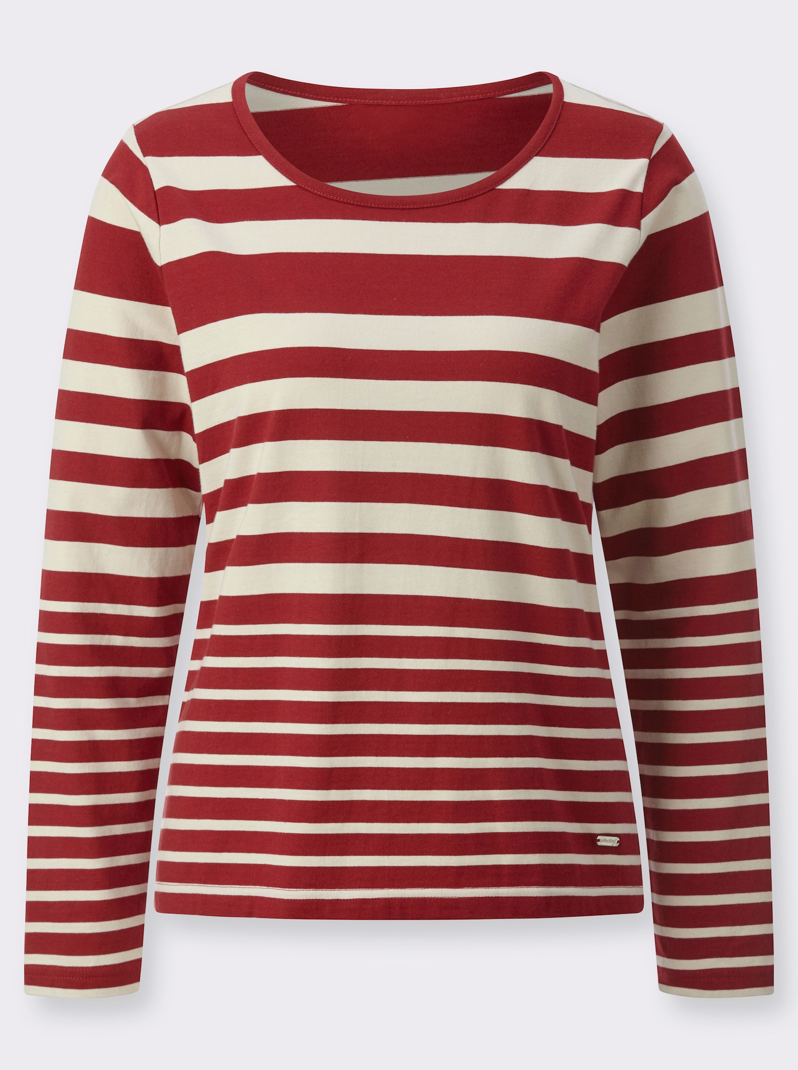 Ringelshirt mit Langarm - kirsche-sand-geringelt