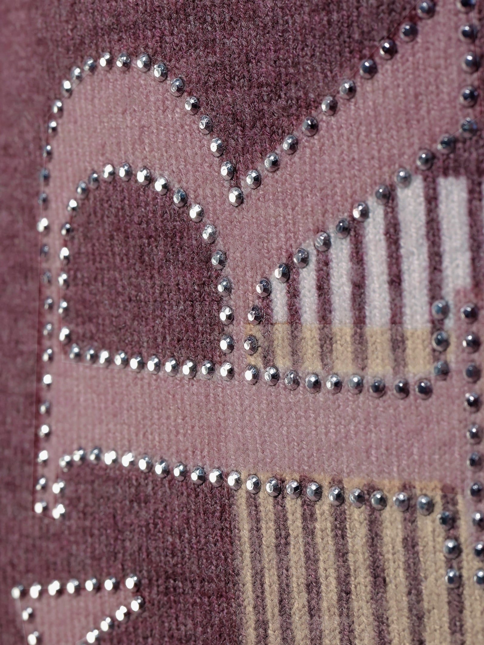 heine Langarm-Pullover mit Tunnelzug und Bindeband - burgund-mauve-bedruckt