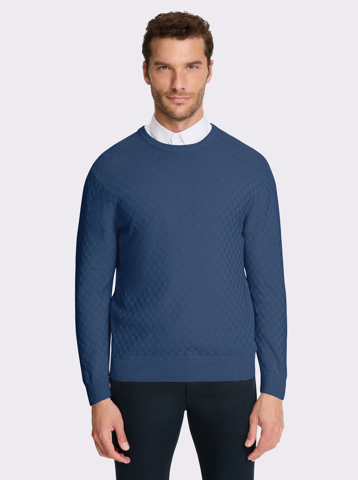 Marco Donati Rundhalspullover - jeansblau