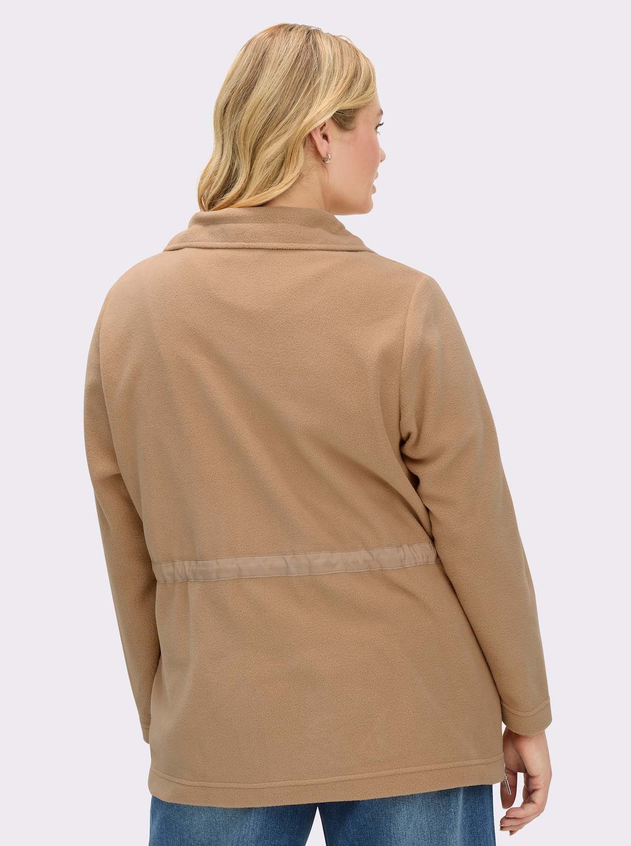 Fleecejacke mit Tunnelzug in der Taille - camel