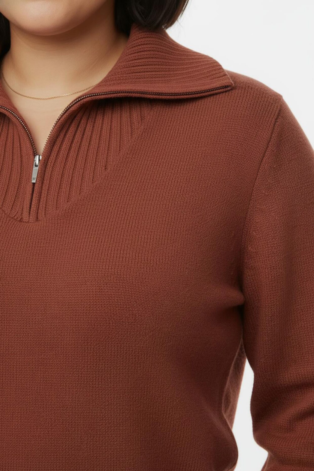 Troyer mit breiten Rippabschlüssen - rostrot