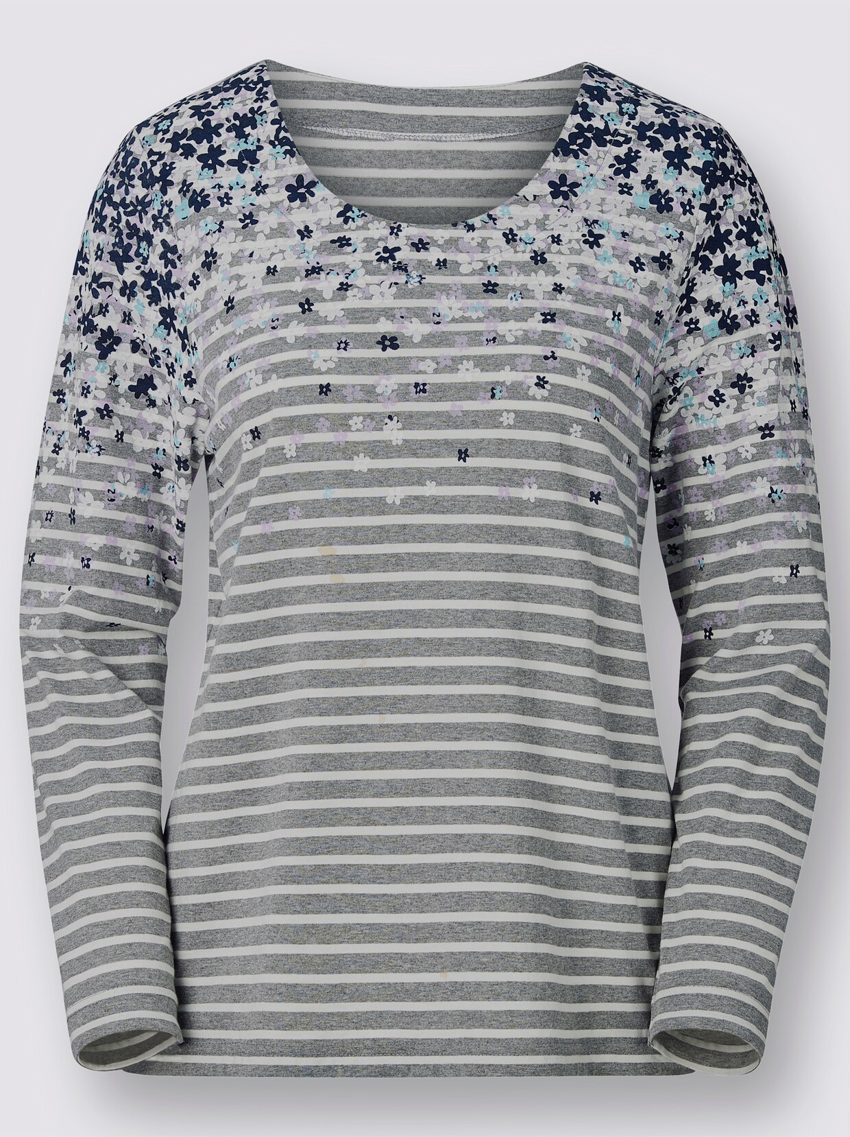 Shirt met lange mouwen - lichtgrijs geprint
