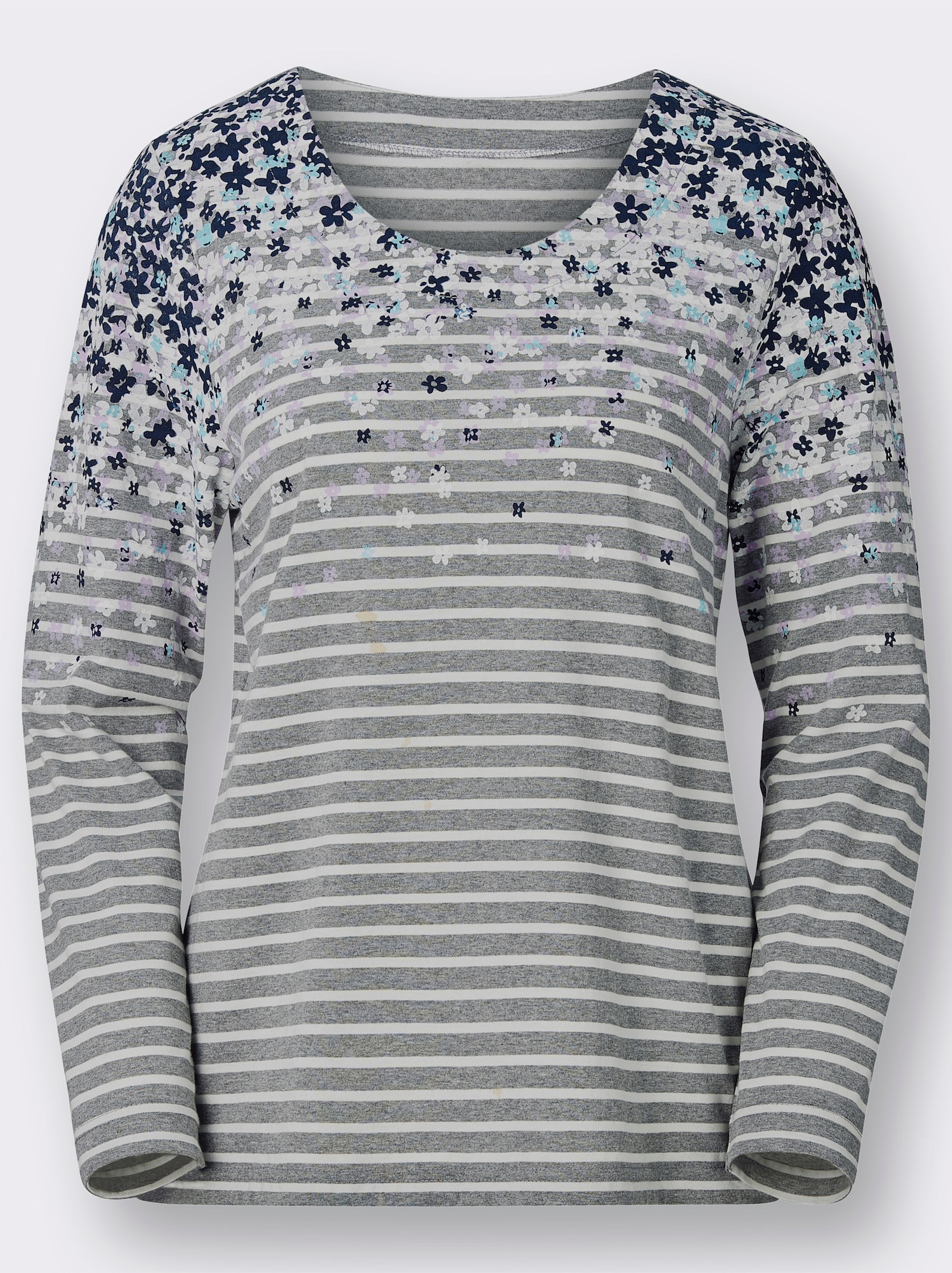 Shirt met lange mouwen en patroonmix - lichtgrijs geprint