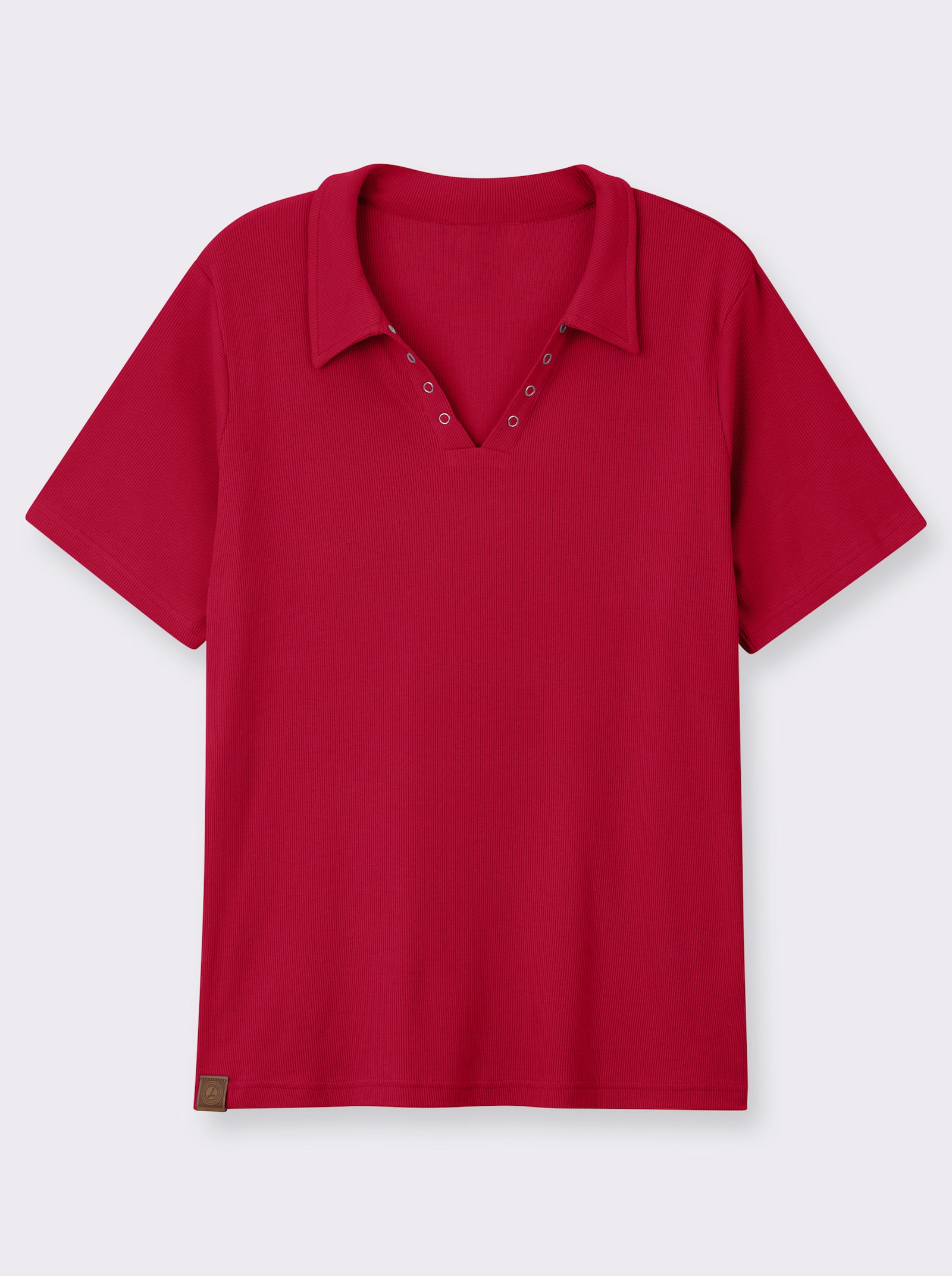 Poloshirt mit Ösen-Verzierung - rot