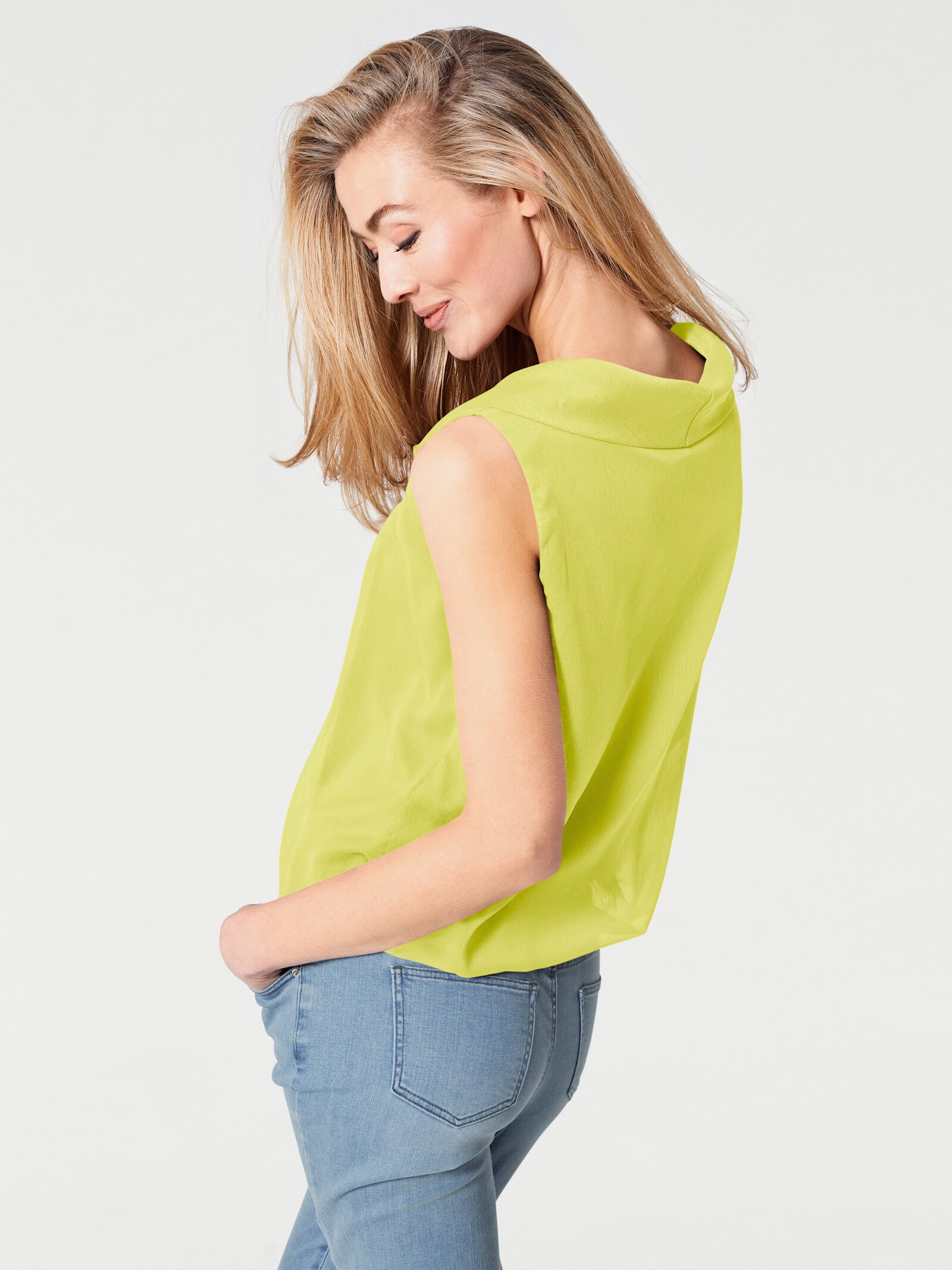 heine Blusentop mit Wasserfall-Ausschnitt - gelb