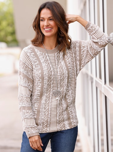 Pullover met lange mouwen - sesam/taupe gemêleerd