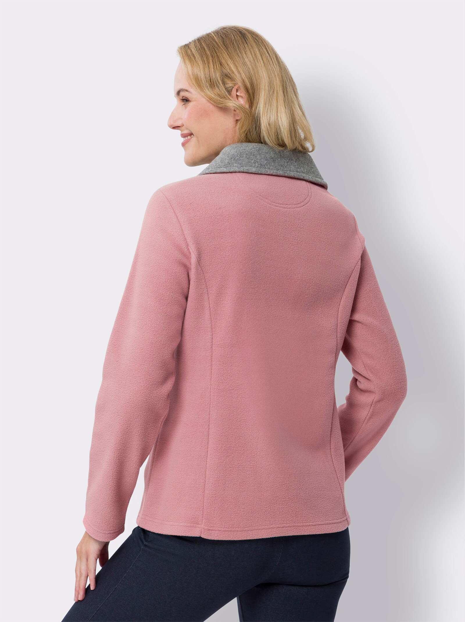 Fleecejack met 2 zakken - oudroze