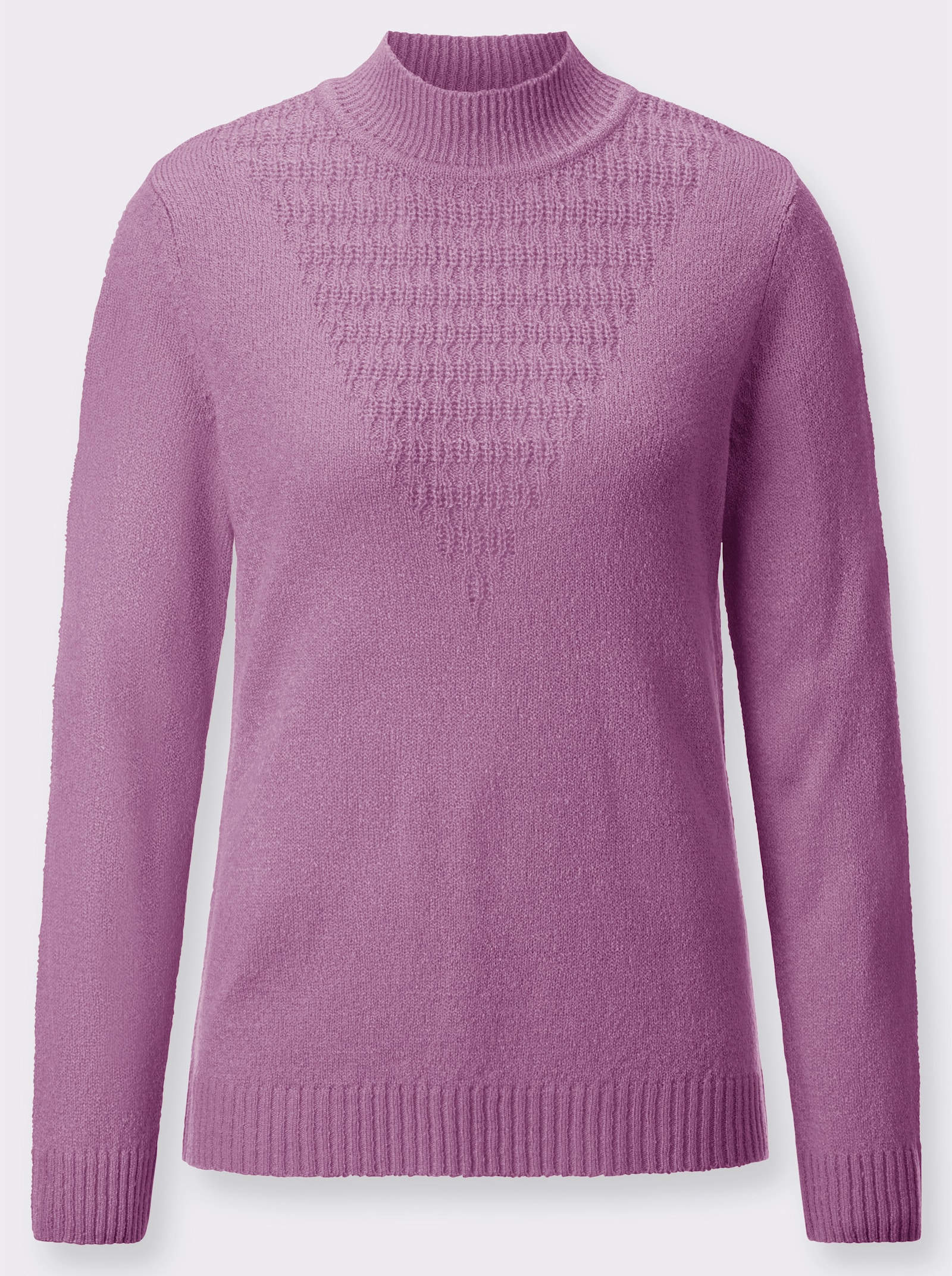 Bouclé-Pullover mit Rippenbündchen - orchidee