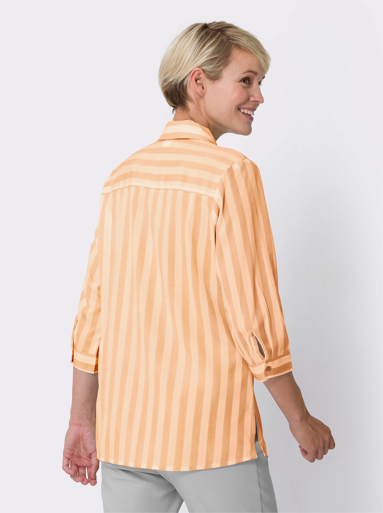 Longline blouse - apricot gestreept