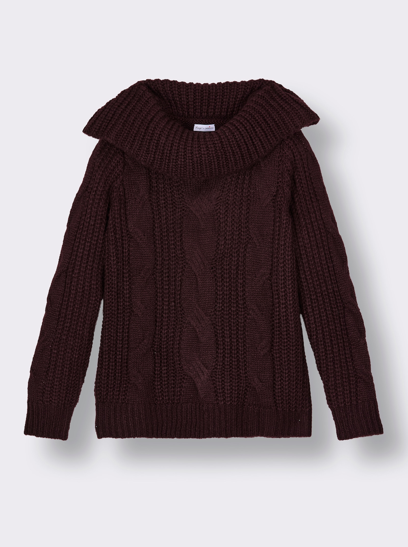 sheego by Joe Browns Rollkragenpullover mit Zopfmuster - burgund