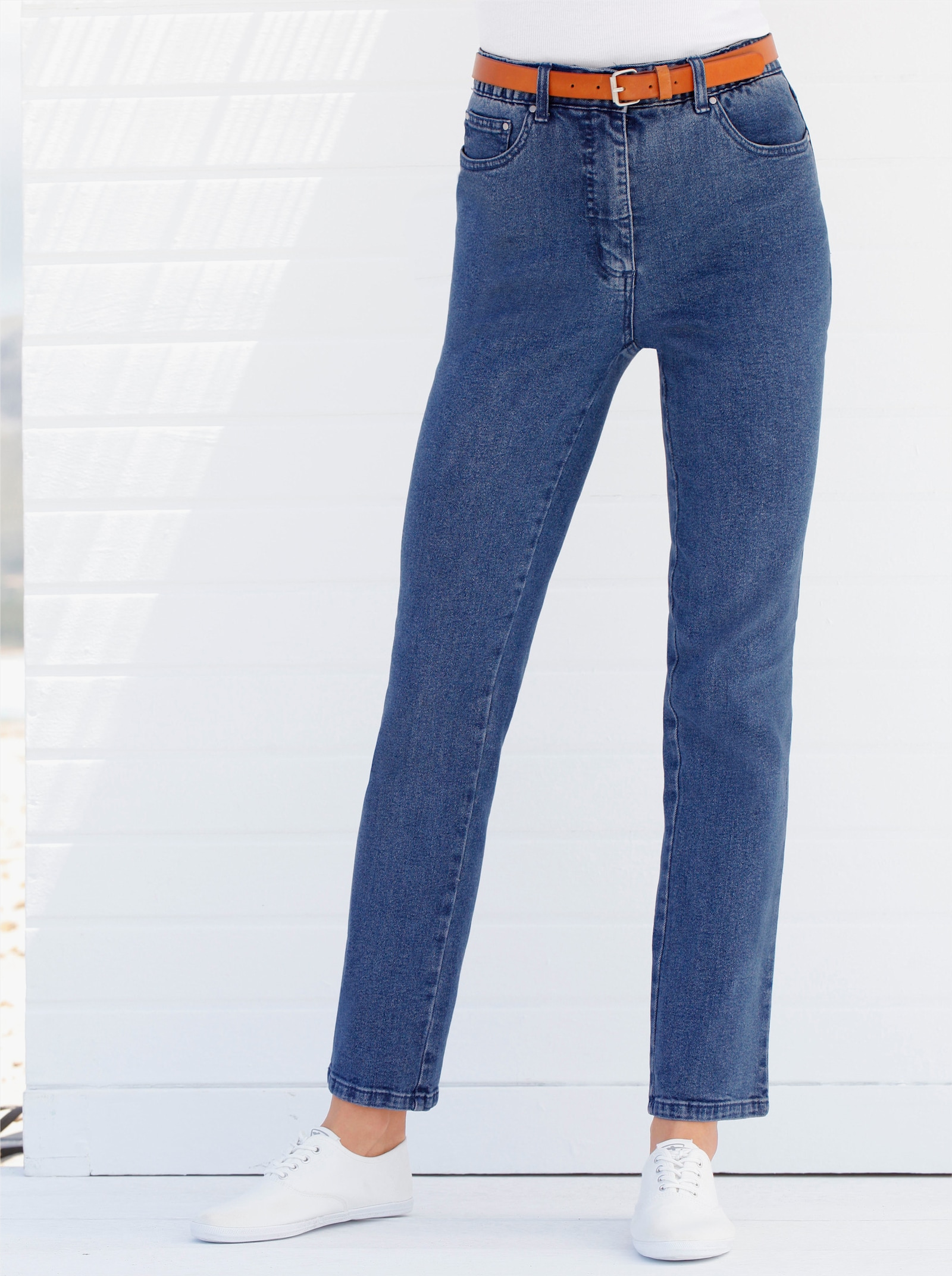 5-Pocket-Jeans mit innenliegendem Dehnbund - blue-stone-washed