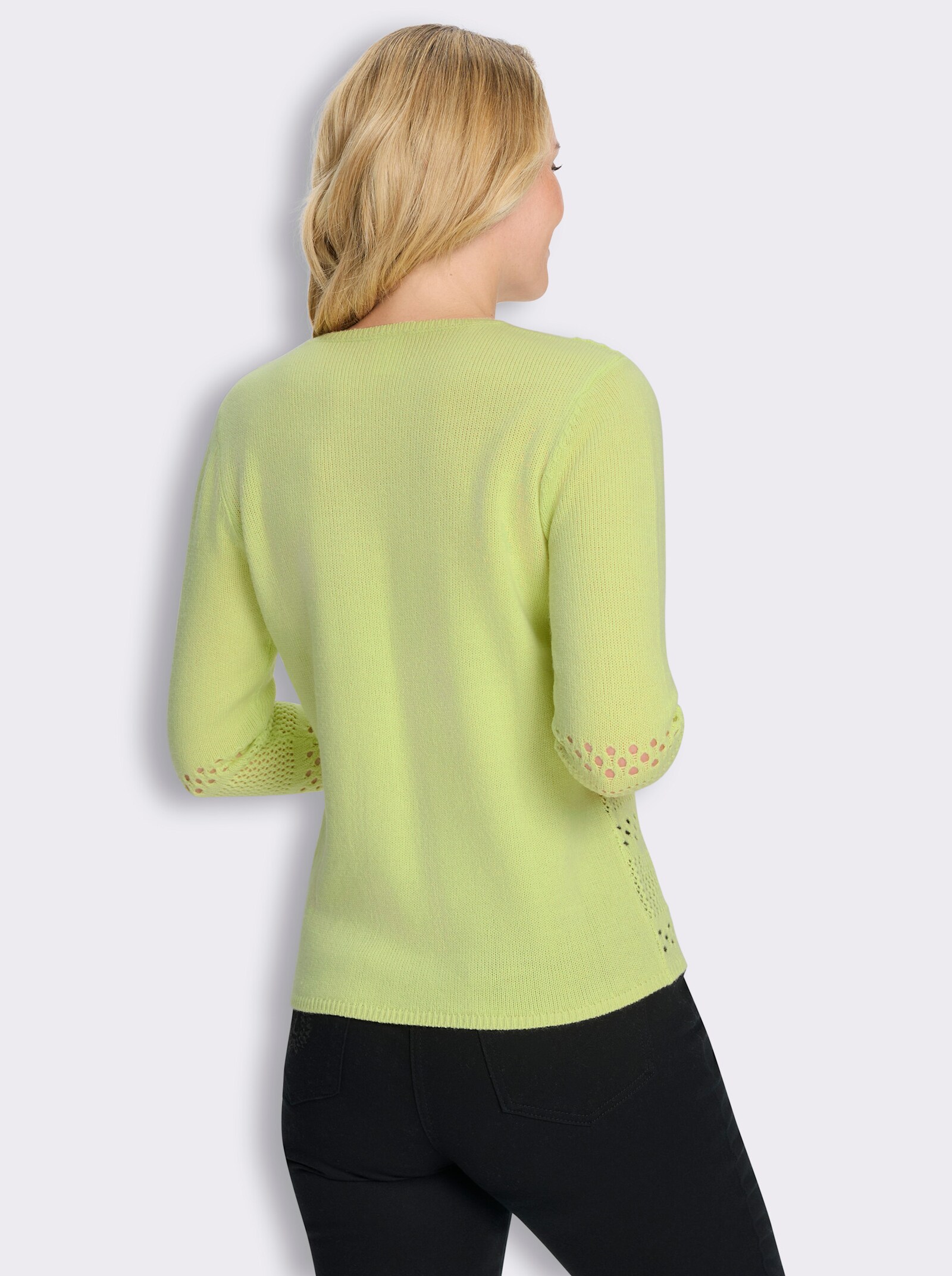 Ajourpullover mit Lochmuster - pistazie