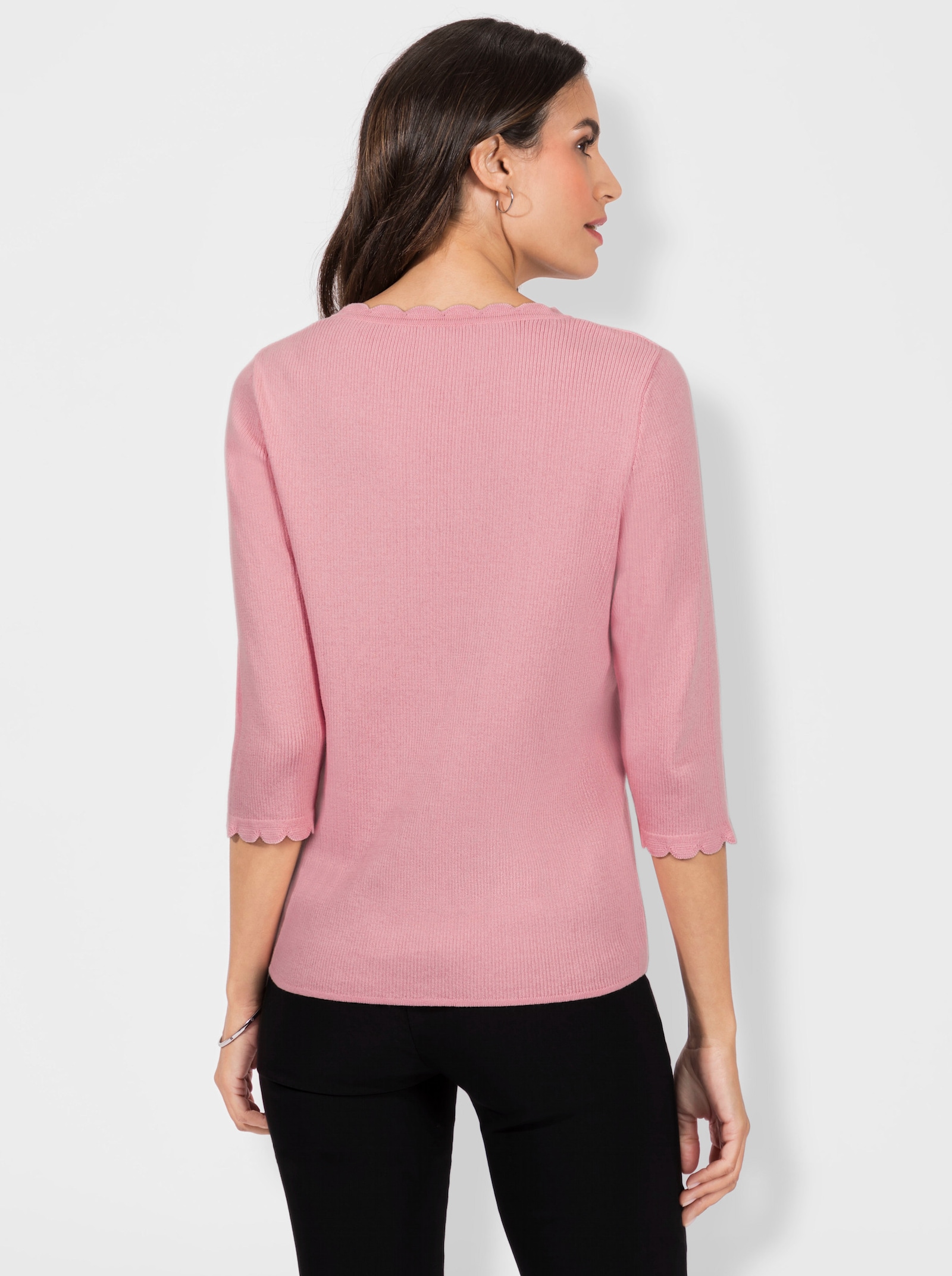 3/4 Arm-Pullover mit Knöpfen in Horn-Optik - rosenquarz