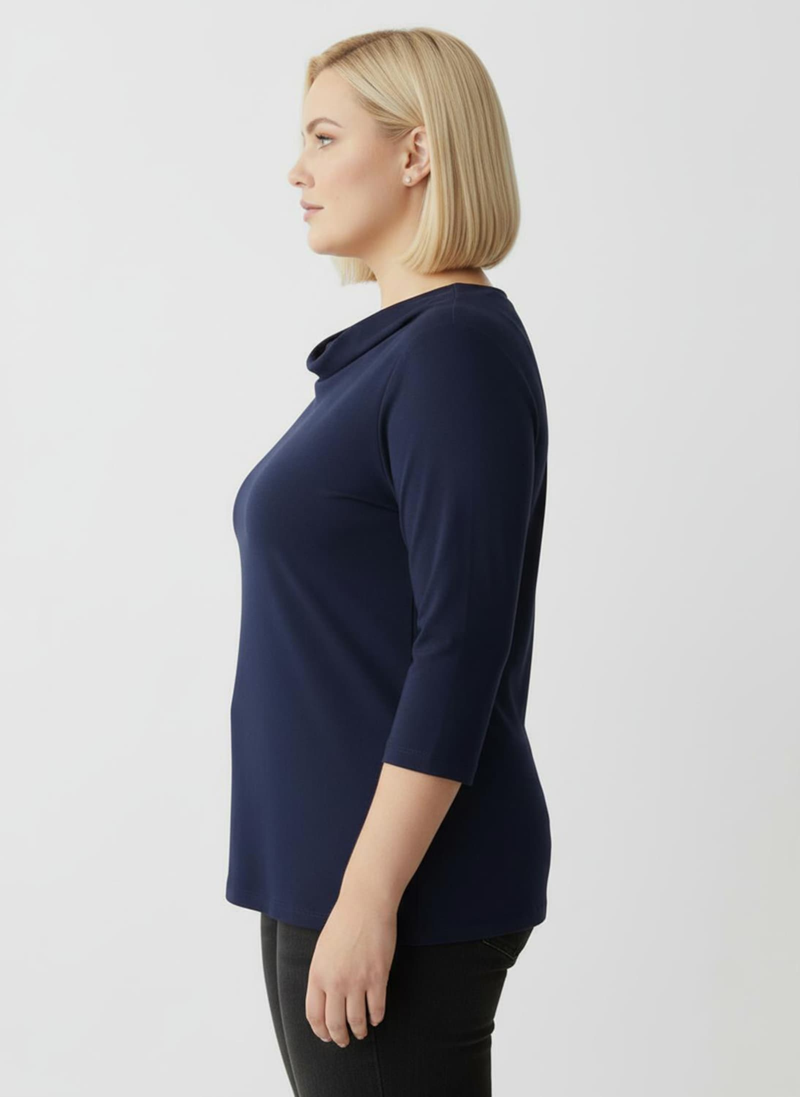 Wasserfallshirt mit 3/4-langen Ärmeln - marine