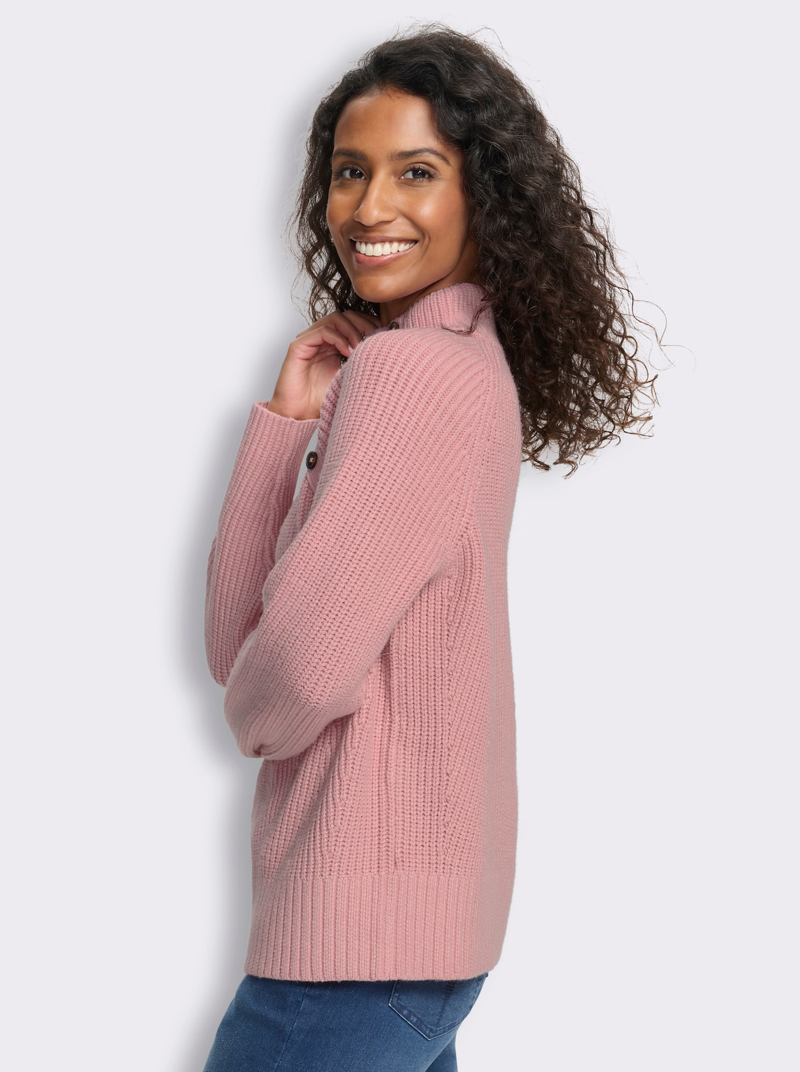 heine Pullover mit Zierknöpfen - rosenquarz