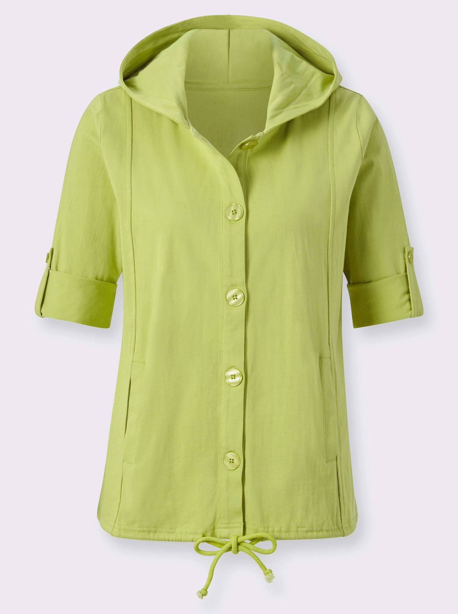 Shirtjacke mit Tunnelzug, reine Baumwolle - kiwi