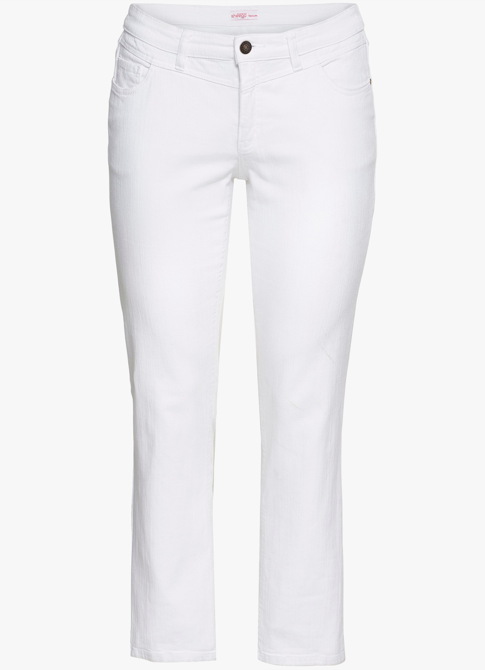 sheego Gerade Jeans mit Used-Effekten - white denim