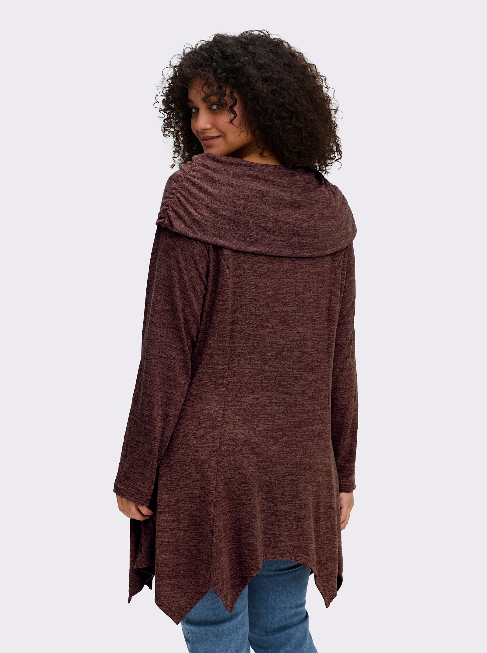 sheego by Joe Browns Longsweatshirt im Strick-Look - bordeaux-schwarz-meliert