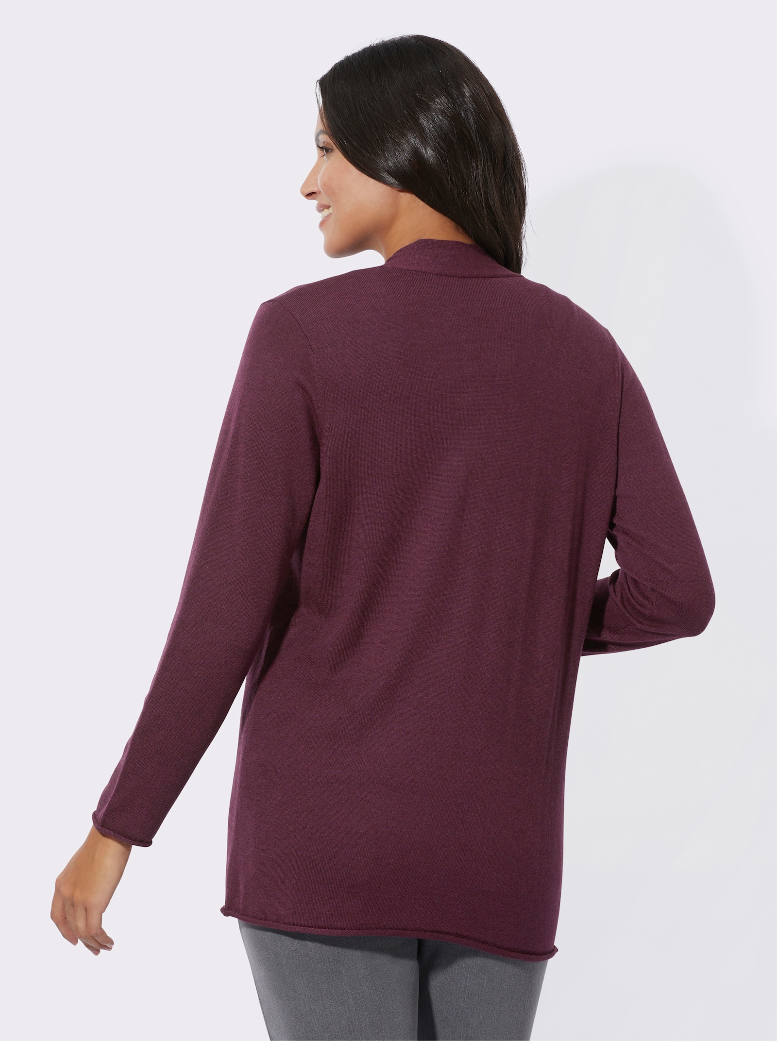 Strickjacke mit 5% Kaschmir - burgund-meliert