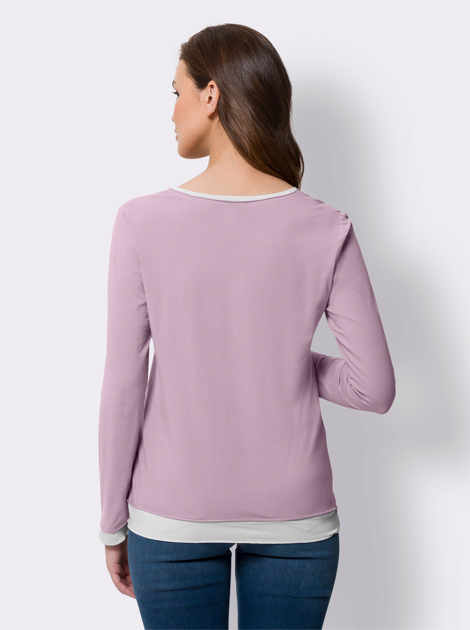 heine 2-in-1-Langarmshirt im Lagen-Look - rosé-ecru