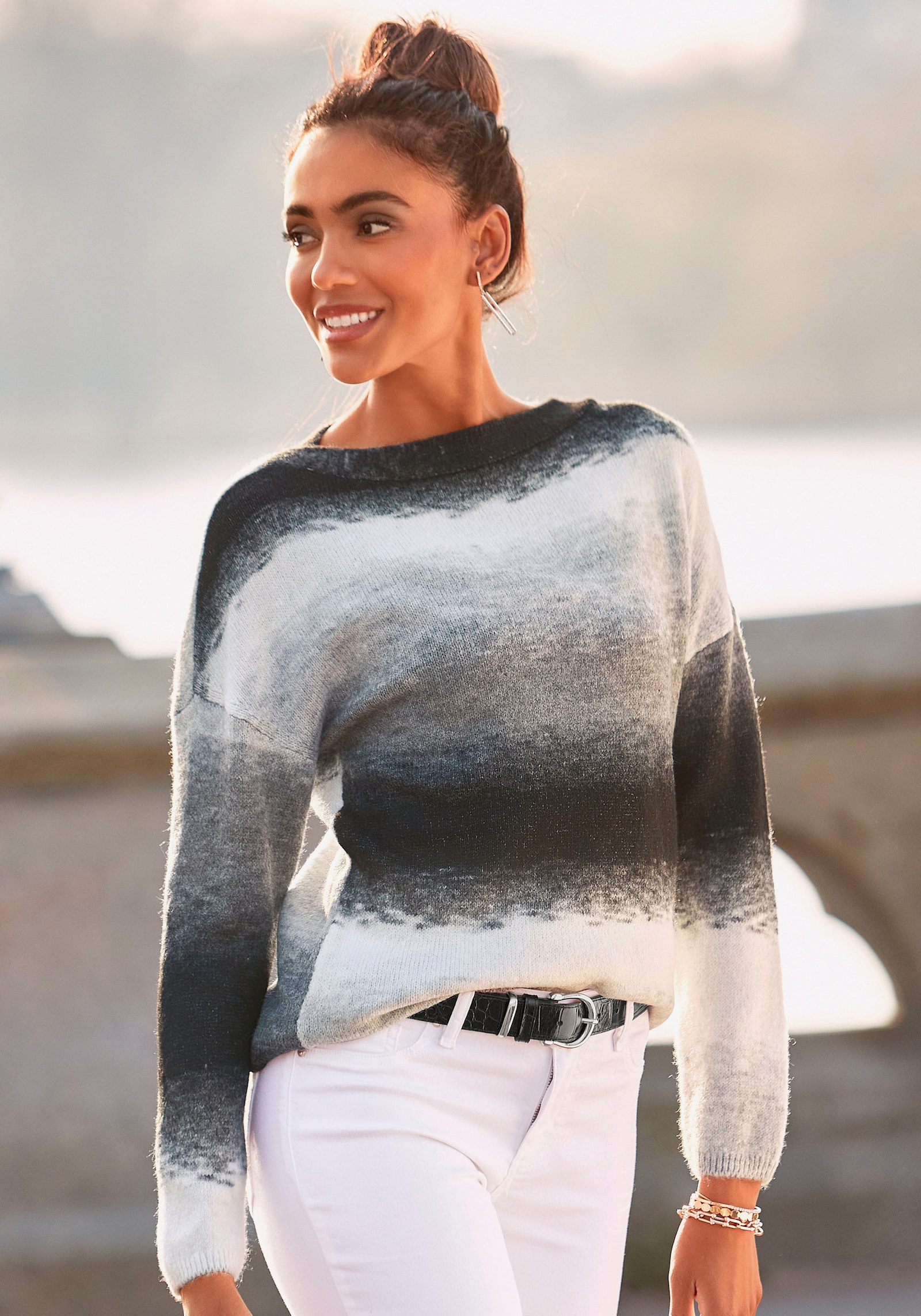 Vivance Pull en tricot - noir-blanc-gris