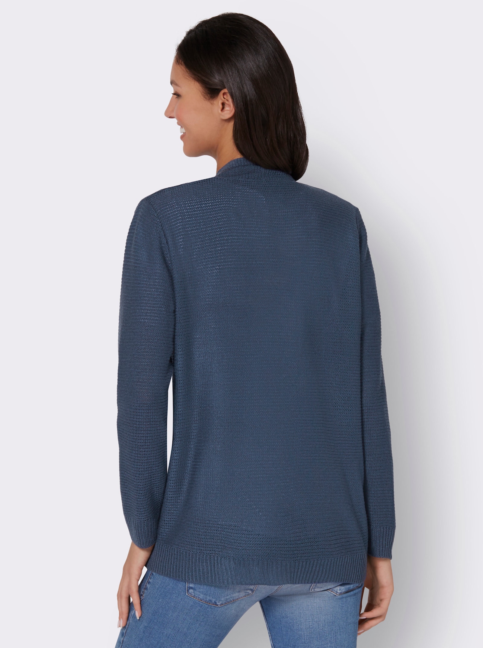 Strickjacke im Linksstrick-Muster - rauchblau