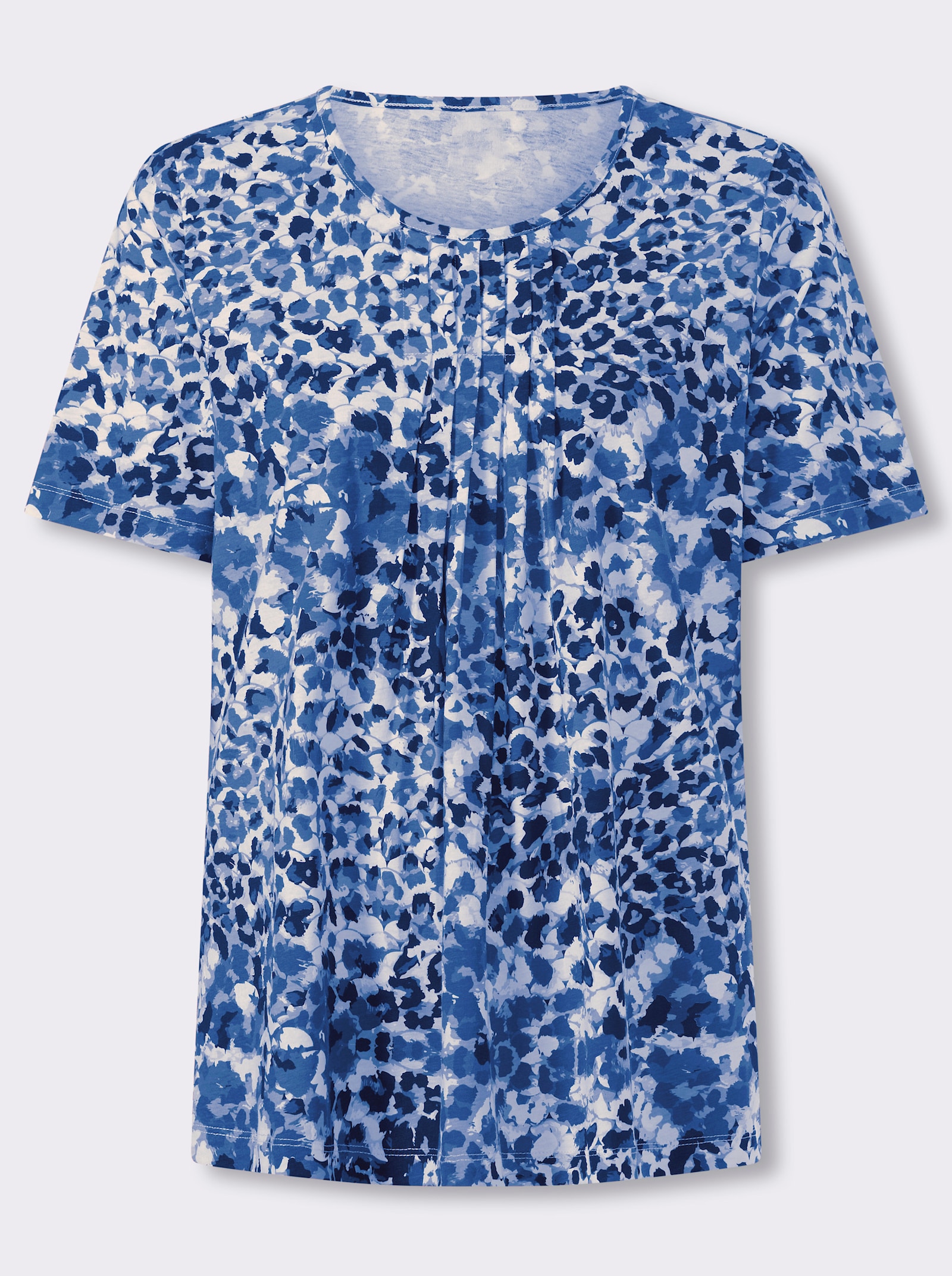 Shirt met korte mouwen en vachtpatroon - middenblauw/zwart bedrukt