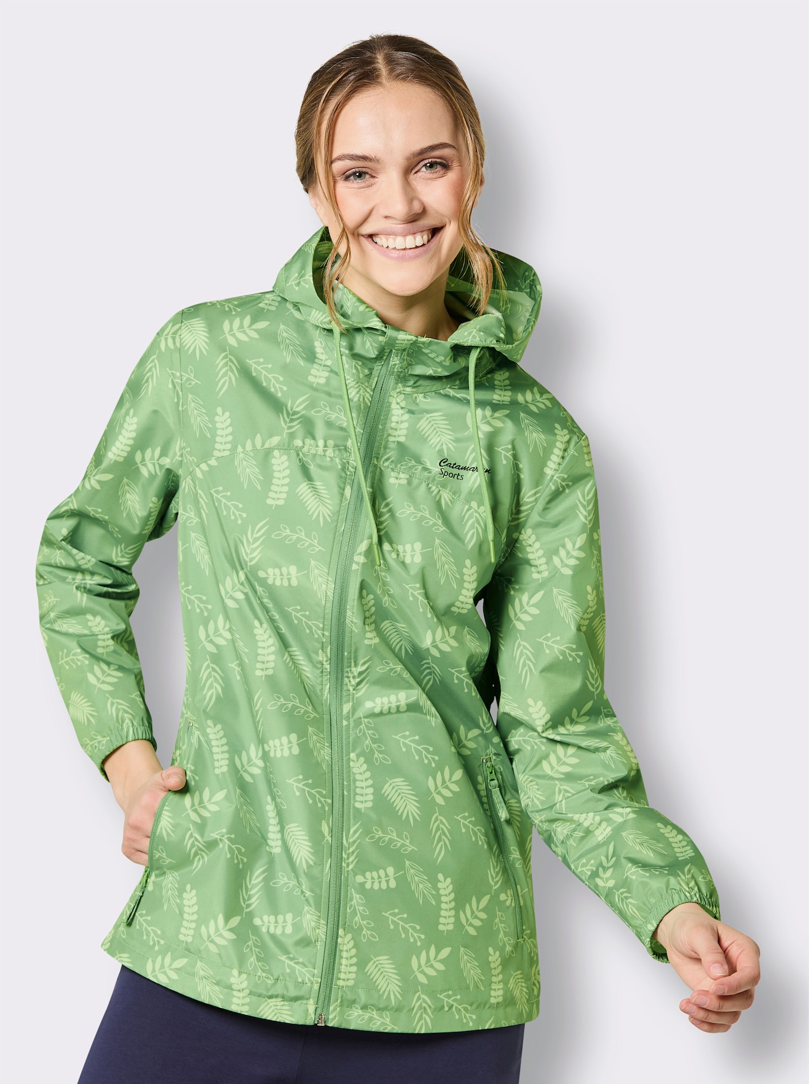 Catamaran Sports Funktionsjacke mit Reißverschluss-Tasche hinten - apfel-reseda