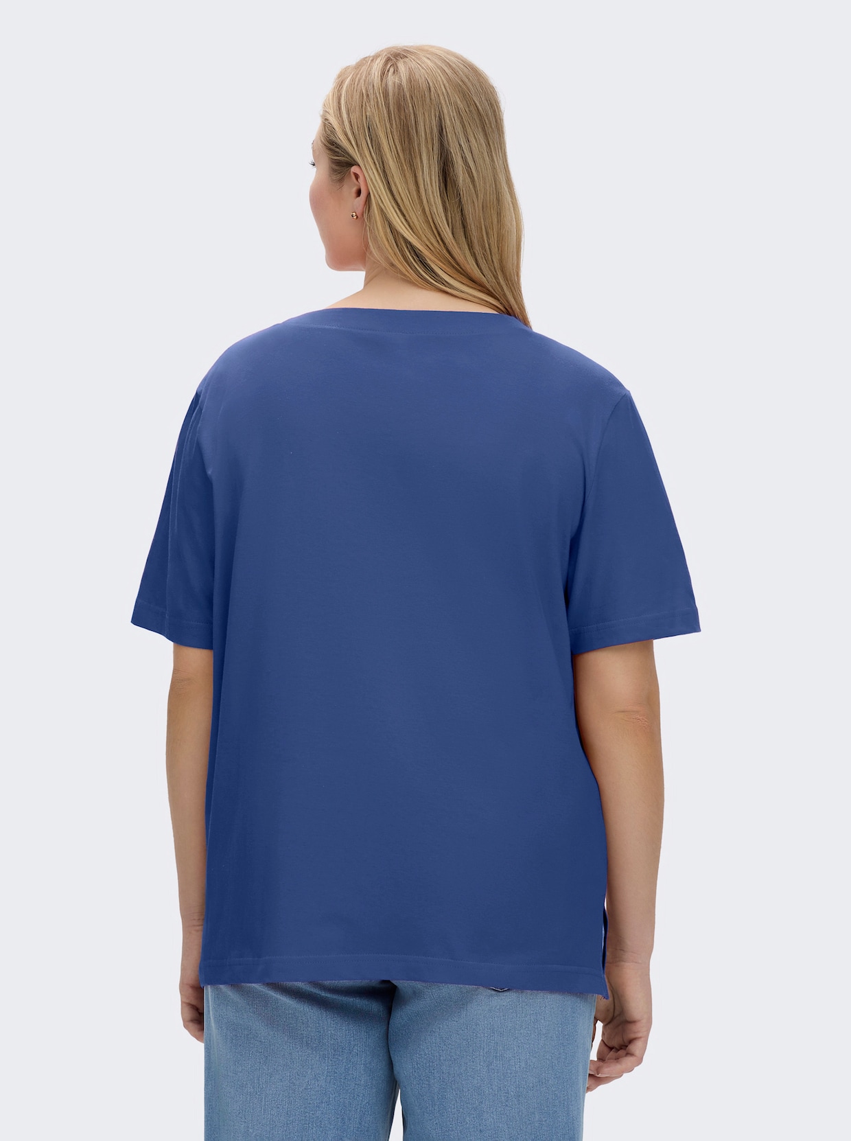 Kurzarmshirt mit Muschel-Druck - royalblau