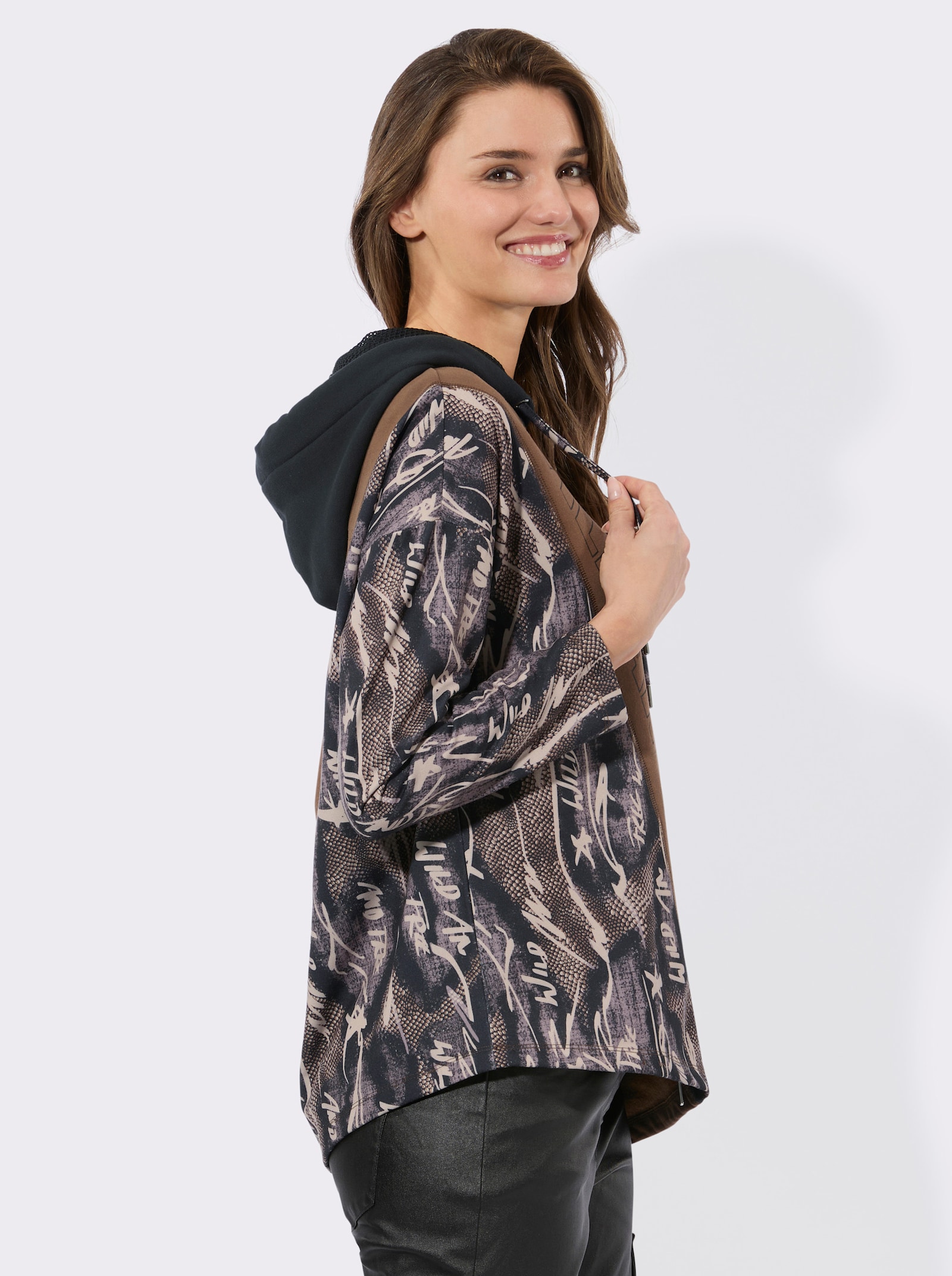 Longsweatshirt in asymmetrischem Schnitt - taupe