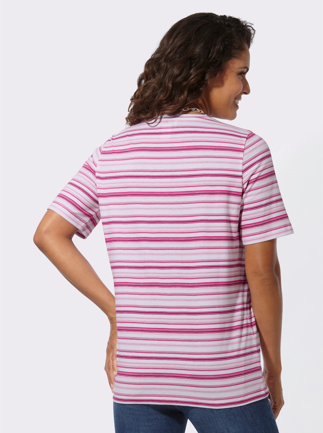 Ringelshirt - rosé-weiß-geringelt