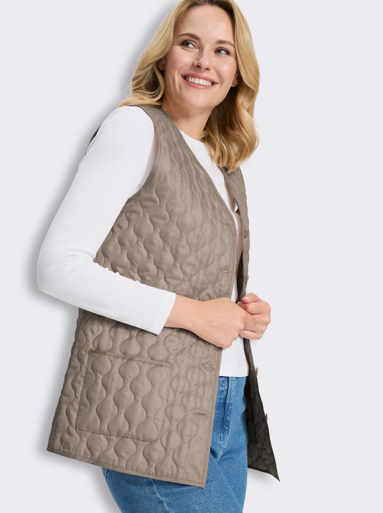 Steppweste mit Wattierung - beige