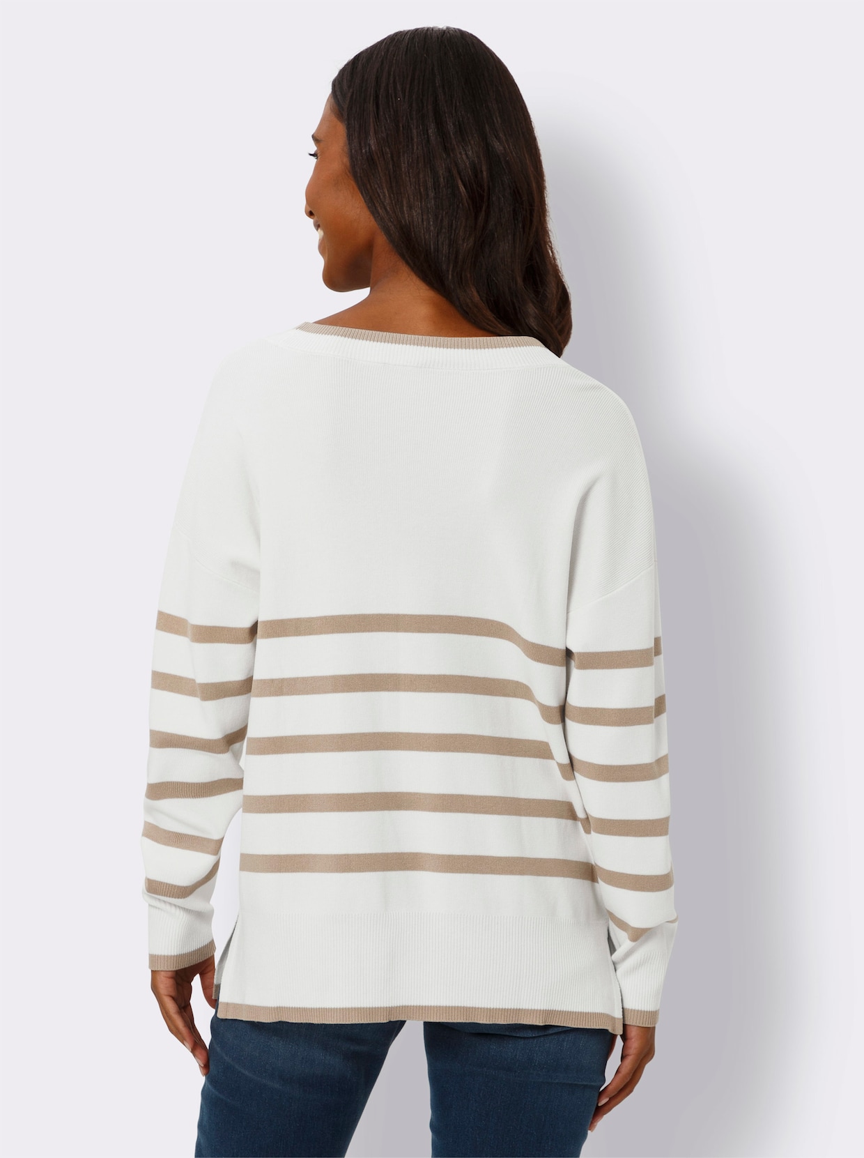 heine Gestreepte pullover - sesam/ecru gestreept