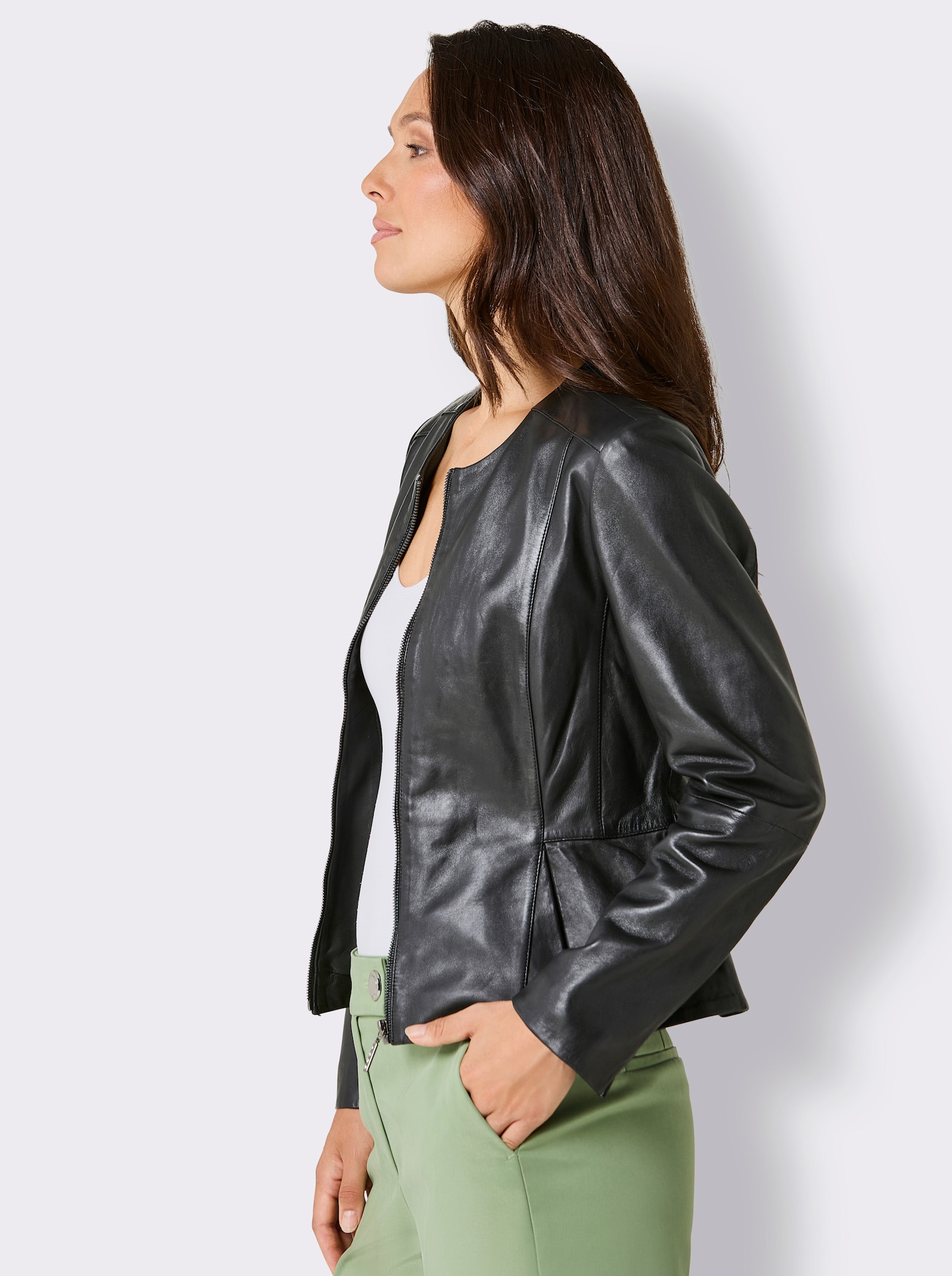 Mainpol Lederblazer mit handschuhweichem Griff - schwarz