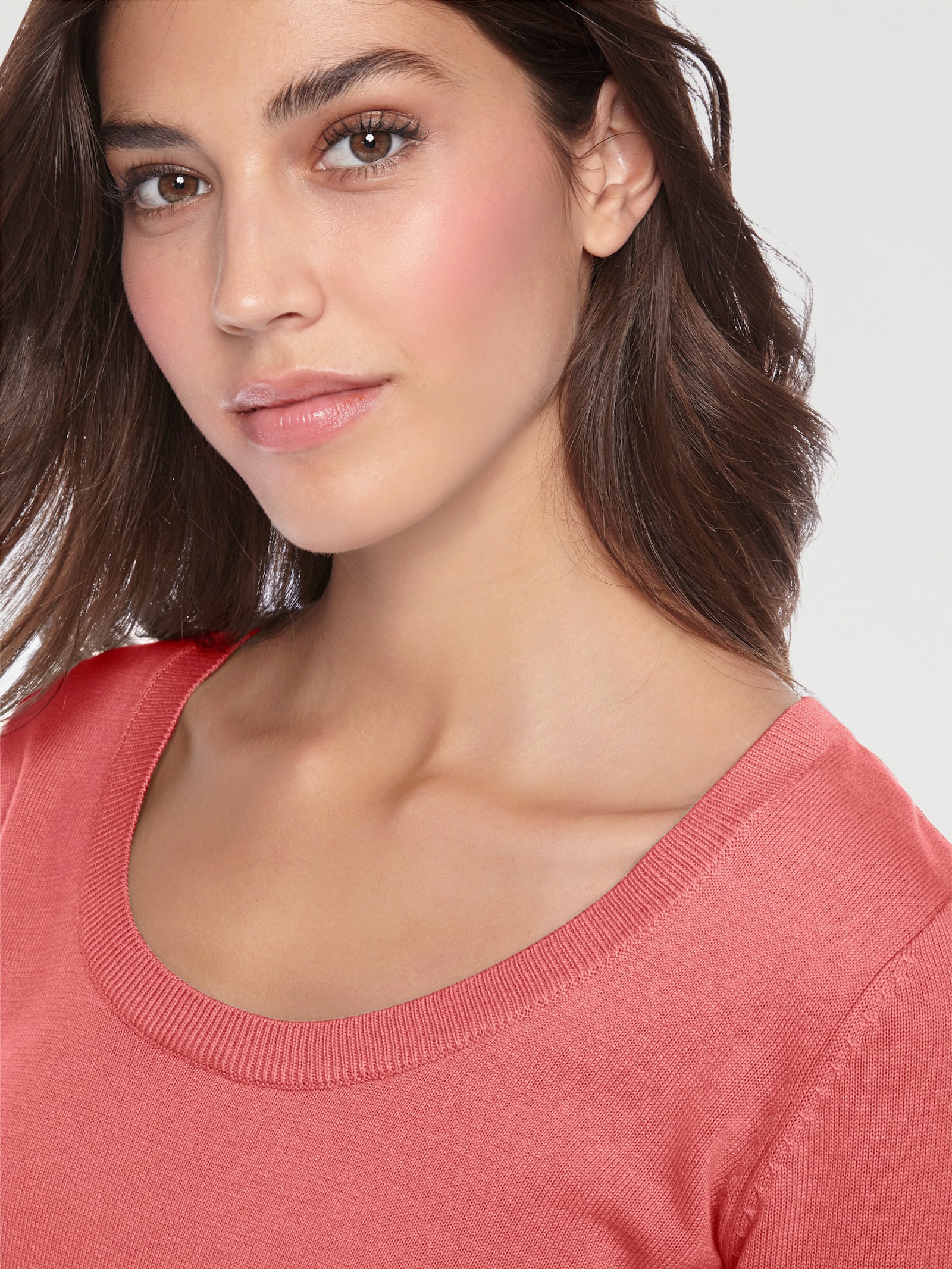 heine Rundhalspullover aus Feinstrick - koralle