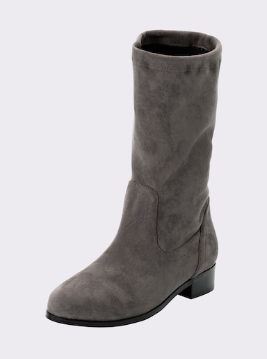sheego Schlupfstiefel in Veloursleder-Optik - grau
