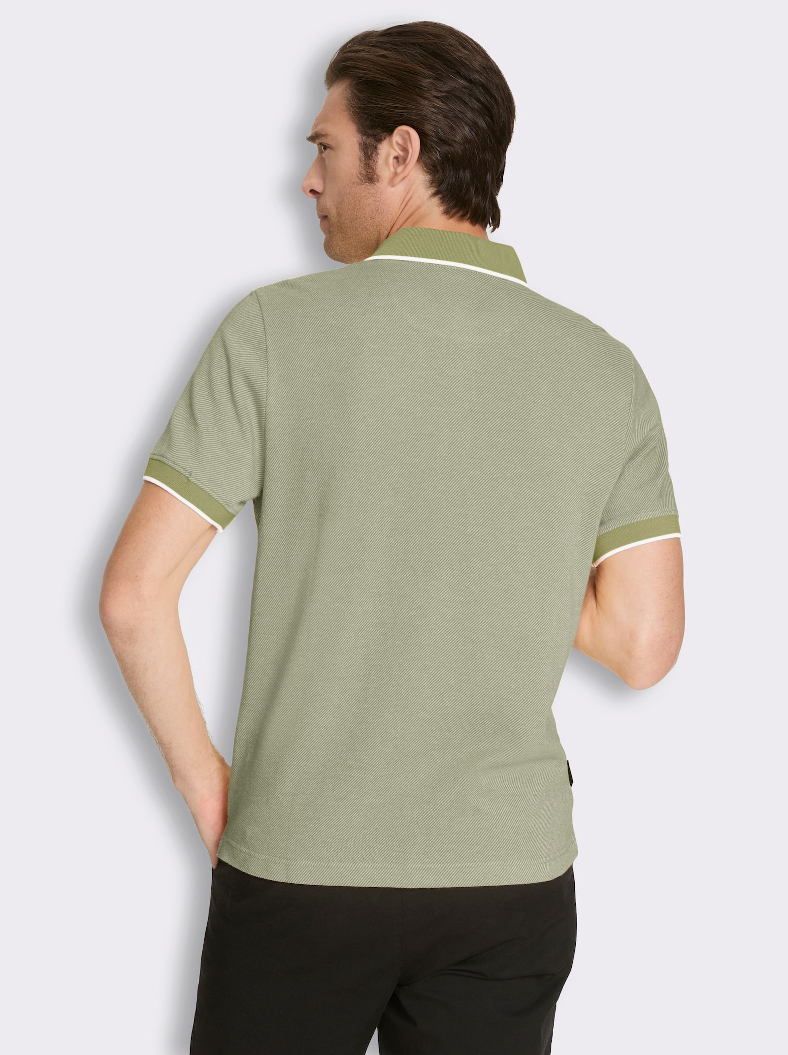 Marco Donati Kurzarmshirt in Jacquard-Qualität, mit Modal - lindgrün-gestreift