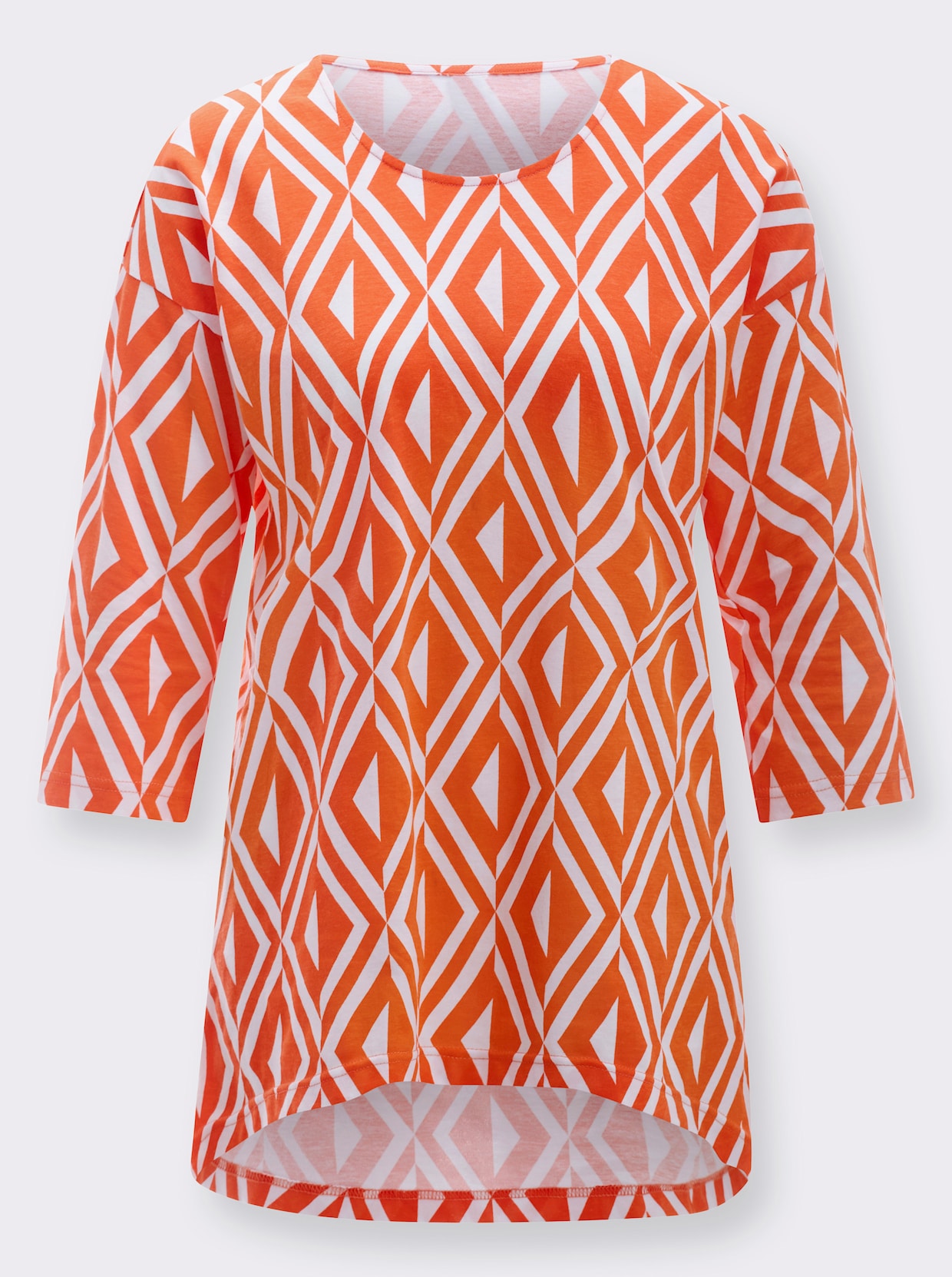 Longshirt - orange-ecru-bedruckt