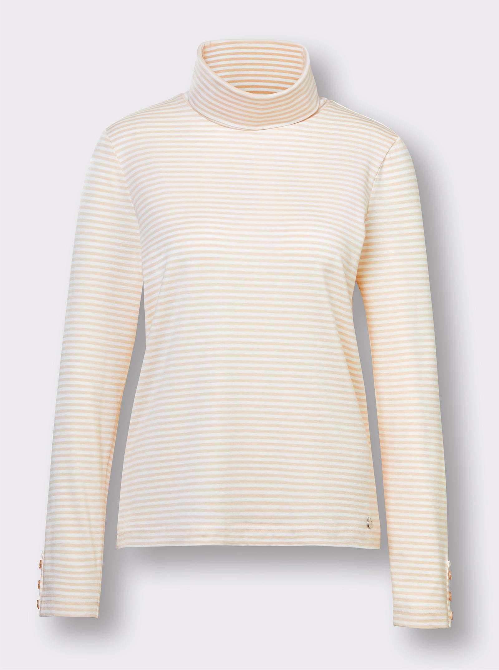CREATION L PREMIUM Rollkragenshirt im Ringel-Dessin - elfenbein-ecru-geringelt