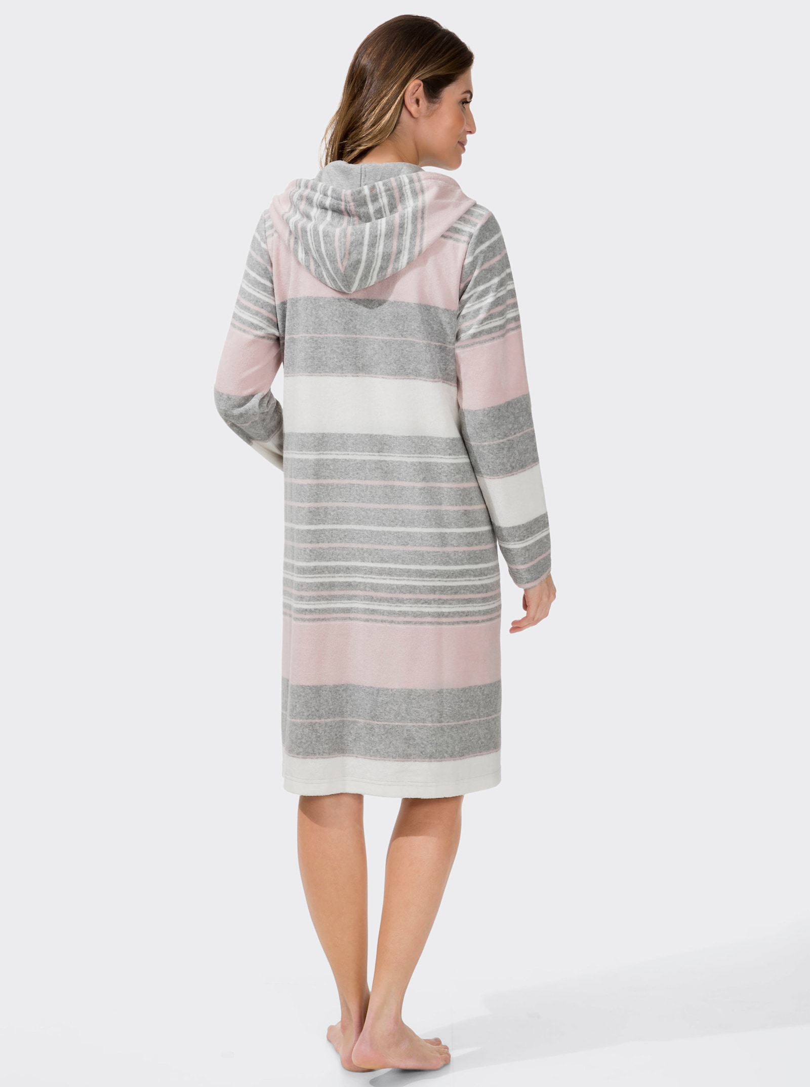 feel good Bademantel - rosé-geringelt