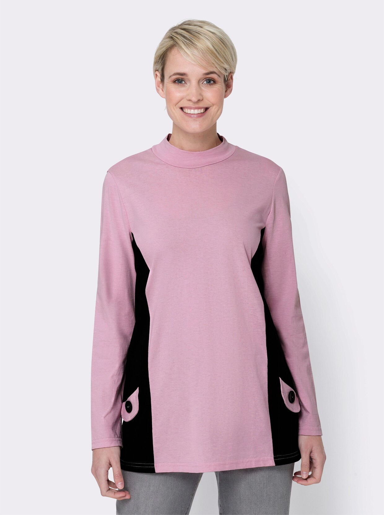 Lang shirt - roze/zwart