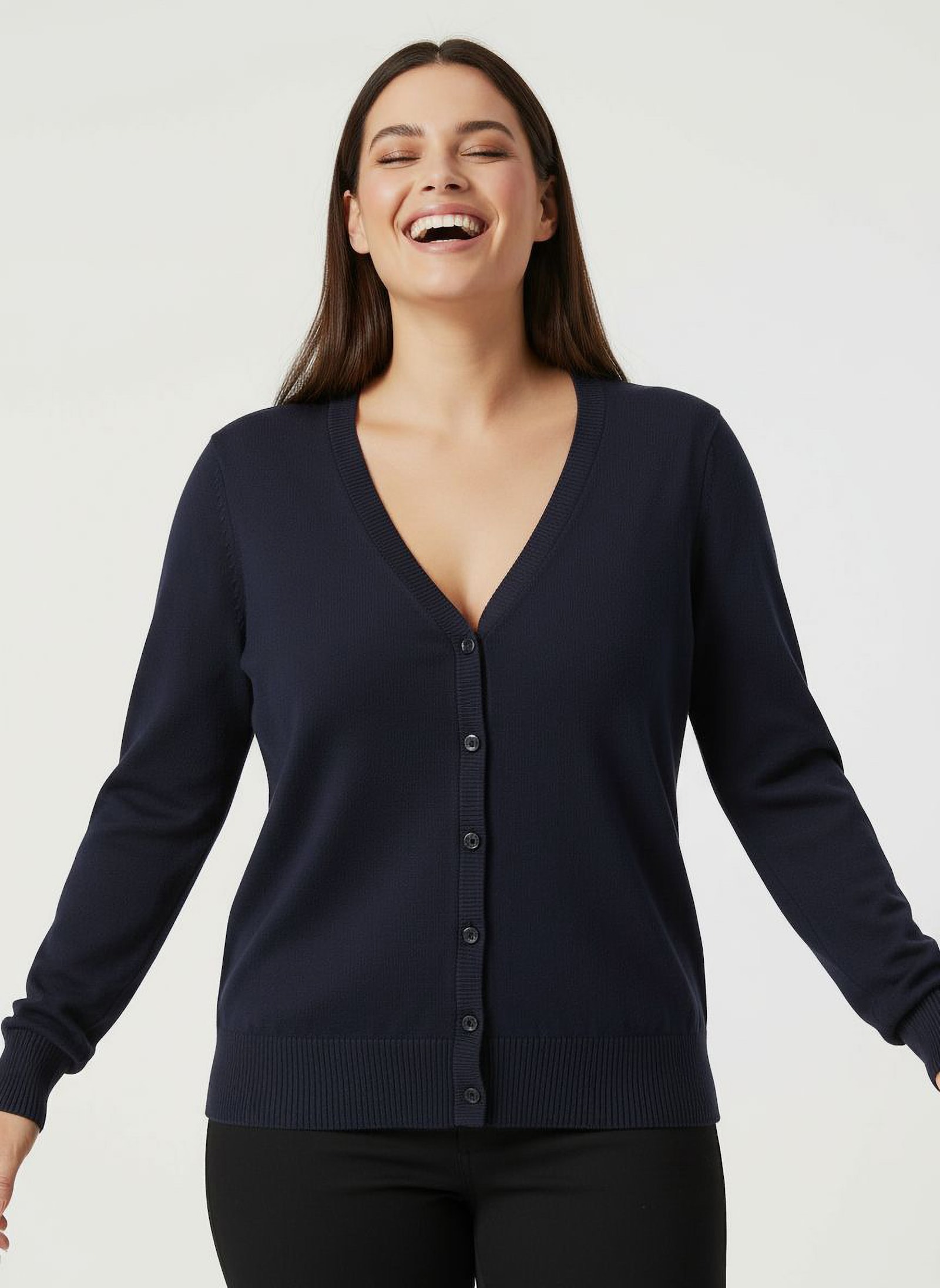 Strickjacke mit V-Ausschnitt - marine